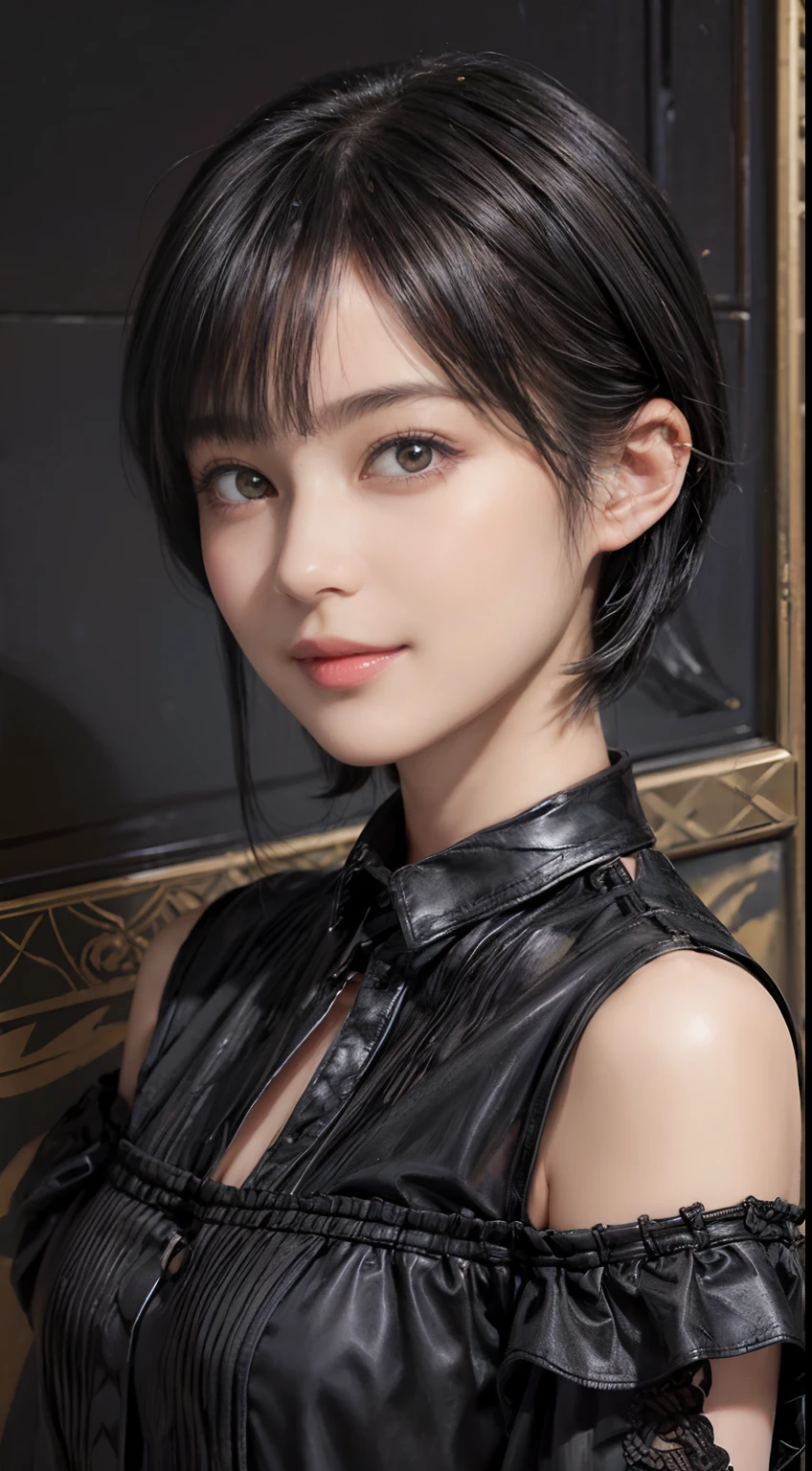 04
(trickart), (Black Shorthair:1.3), (a 20 yo woman), (A hyper-realistic), (Masterpiece), (8KUHD), Beautiful woman, a smile, (trompe l'oeil), Wonder Painting