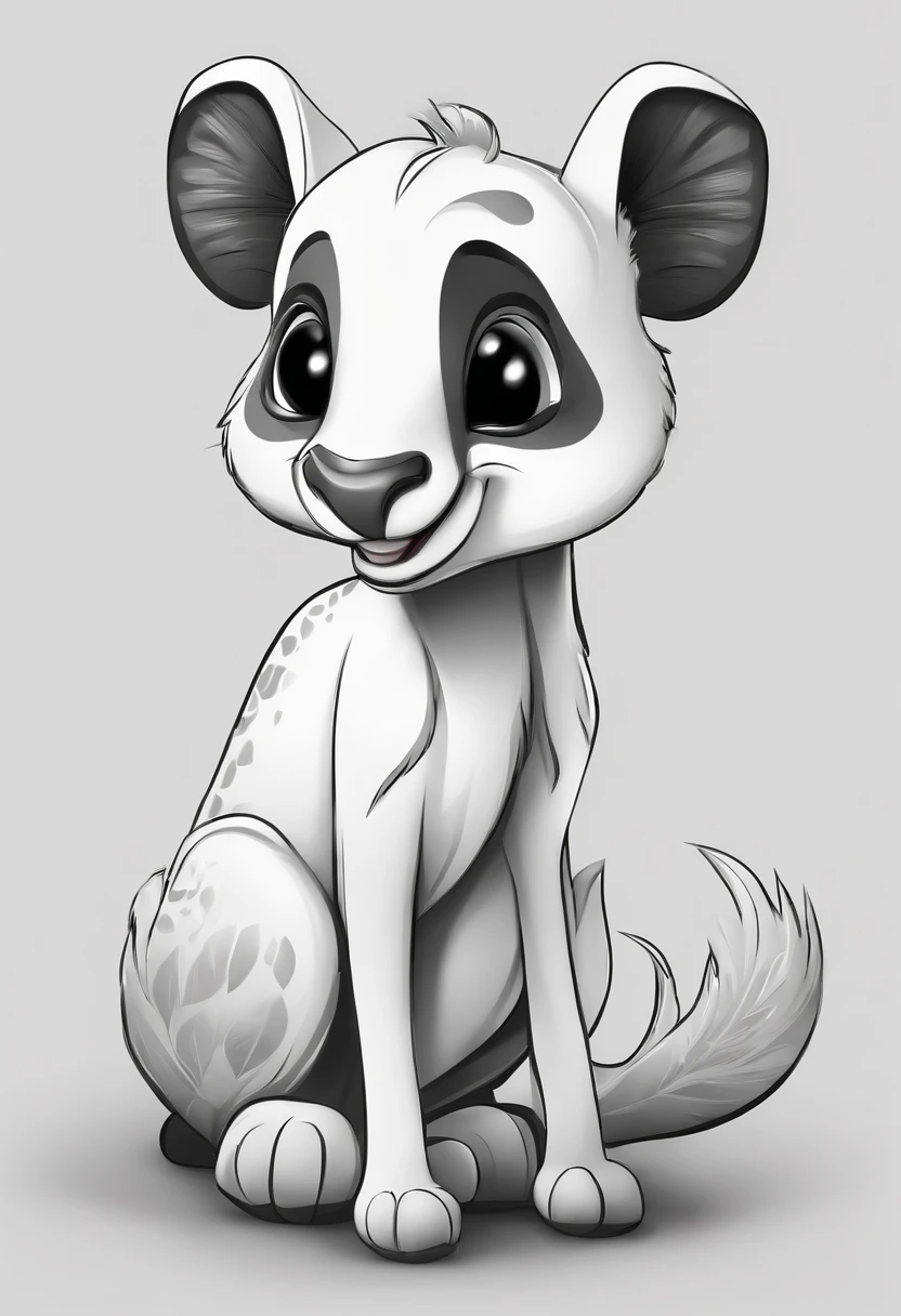 Create black and white pages of cute cartoon-style land animals with low profile., No shading, No shadow, no background, And no borders..