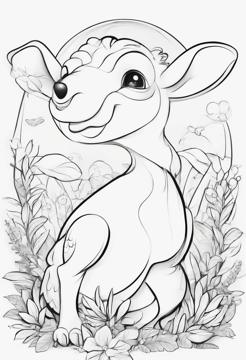 Create black and white pages of cute cartoon-style land animals with low profile., No shading, No shadow, no background, And no borders..
