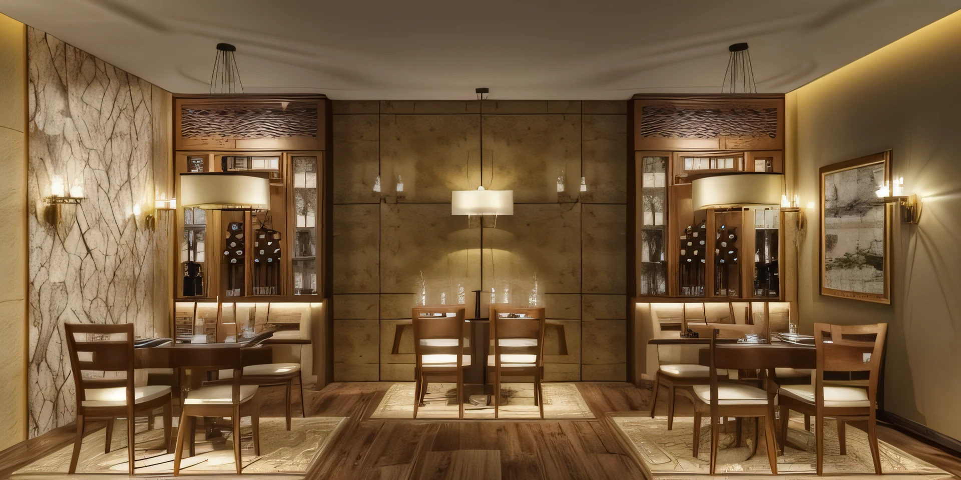 the restaurant is designed in a semi-classical style, classic style curtains,wall lamps for home Vintage wall-mounted lighting masterpiece, best quality, semiclassical furniture, semiclassical accessories, semiclassical, urban, realistic texture, realism, photography, ultra-high definition, wide-angle, full frame, full frame,wall mounted oil lamp,restaurant design,candle,wine bottle,classic wooden floors,liquor cabinet,glass wine cabinet