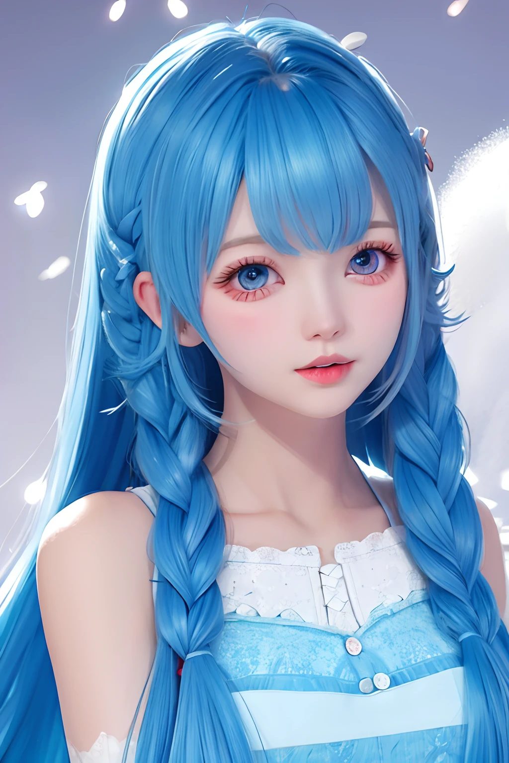 Long powder blue hair