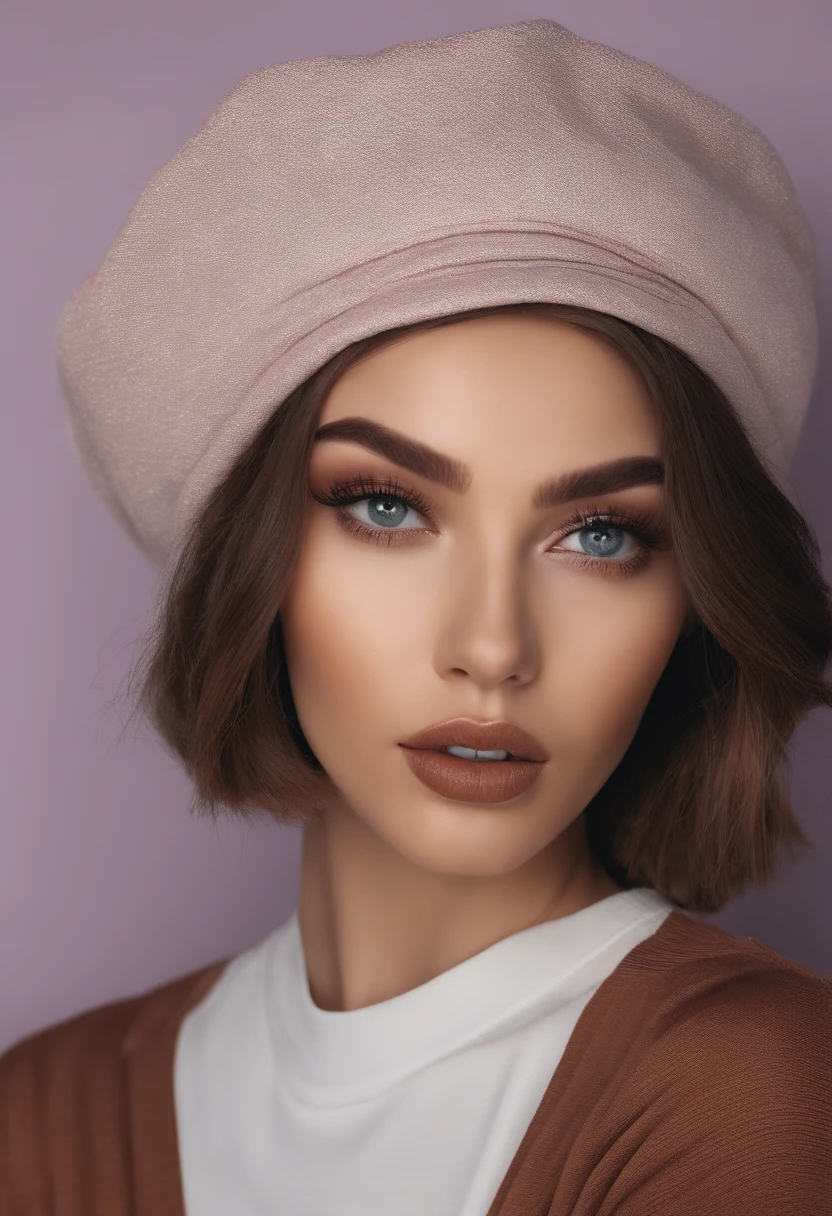 Allard woman completely , Sexy girl with brown eyes, Ultra photo realsisim, detailed meticulous, portrait sophie mudd, brown hair and large eyes, selfie of a young woman, Dubai Eye, Violet Myers, nomake-up, Natural makeup, look straight at the camera, face with artgram, Subtle makeup, Bust photo,Medium to large bust,Wears a white crewneck T-shirt,The T-shirt has a cat motif,Be real。