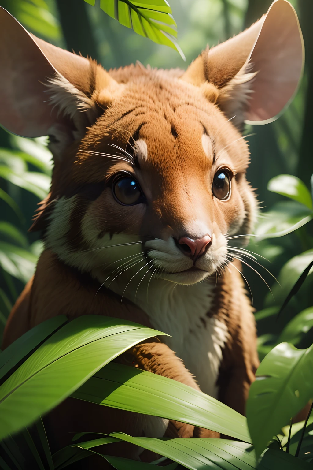 Mouse High nation-geographic symmetrical close-up portrait shoot in green jungle of an expressive Kangaroo, anamorphic lens, ultra-realistic, hyper-detailed, green-core, jungle-core –ar 16:9 –q 2 –v 5 rtx on --ar 73:128 --s 750 --v 5. 2