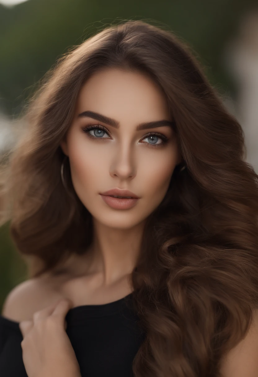 Allard woman completely , Sexy girl with brown eyes, Ultra photo realsisim, detailed meticulous, portrait sophie mudd, brown hair and large eyes, selfie of a young woman, Dubai Eye, Violet Myers, nomake-up, Natural makeup, look straight at the camera, Medium to large bust,Wears a white crewneck T-shirt,The T-shirt is printed with a cat motif
