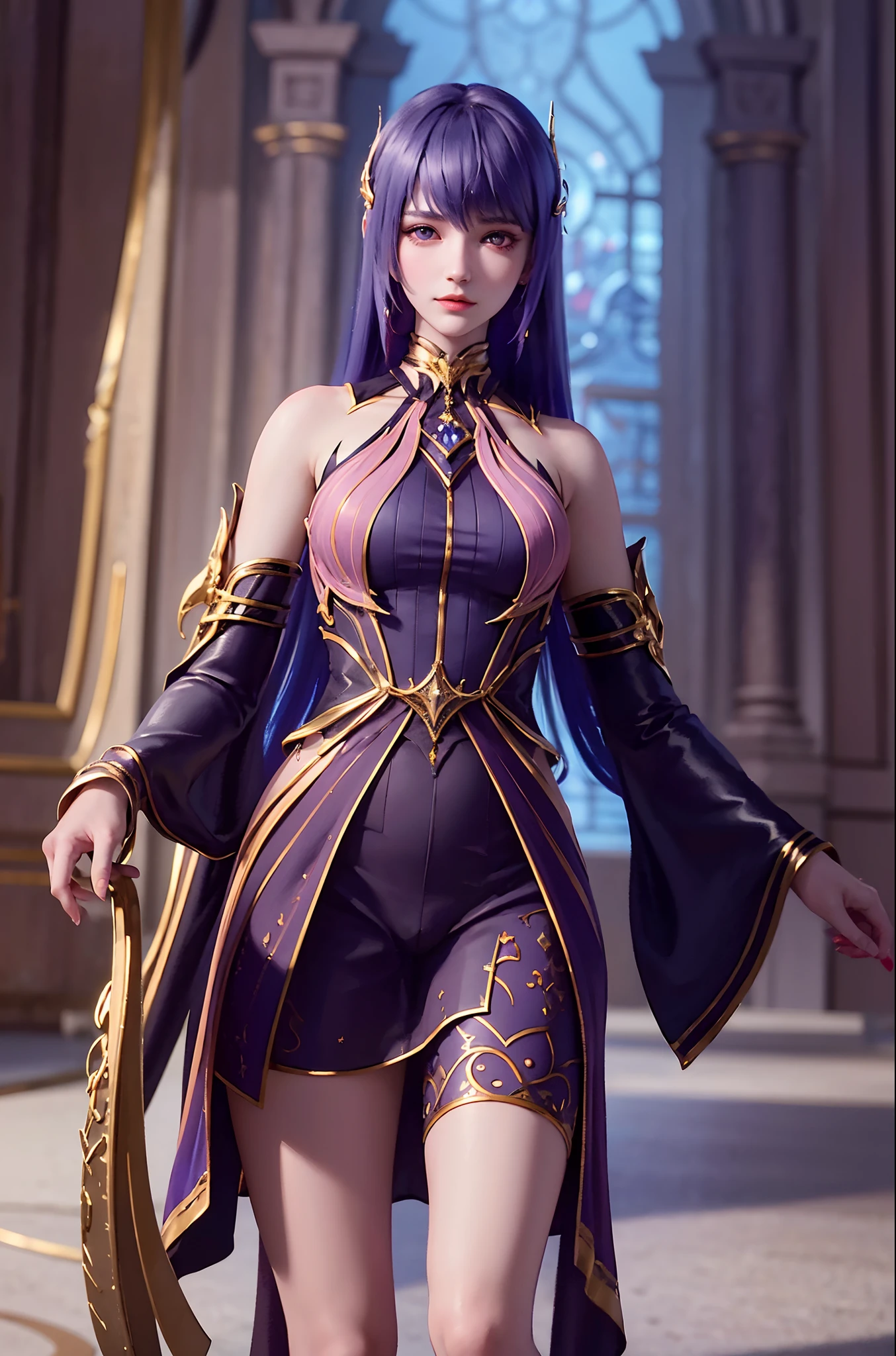 1 girl, highly detailed face and eyes, haircut hairstyles,photorealistic,princess queen, full body fantasy outfit, realistic, detailed skin, pov, looking at viewer,The art depicts a charming woman dressed in a flowing, silky traditional oriental dress, pink, decorated with intricate patterns and bright colors. Showing Big round ass, Her dress drapes elegantly over her curvy figure, accentuating her seductive silhouette. She stood gracefully in the quiet moonlit night, bathed in the soft glow of the moonlight. The scene exudes an ethereal and dreamy atmosphere, with a touch of mystery and sexiness. The graphic style blends watercolor and digital illustration techniques to evoke a refined beauty and charm. The lights are filled with soft moonlight, casting soft highlights and shadows on her charming features. Bare thighs, big breasts, three-dimensional facial features, sitting, upturned legs, clear eyes