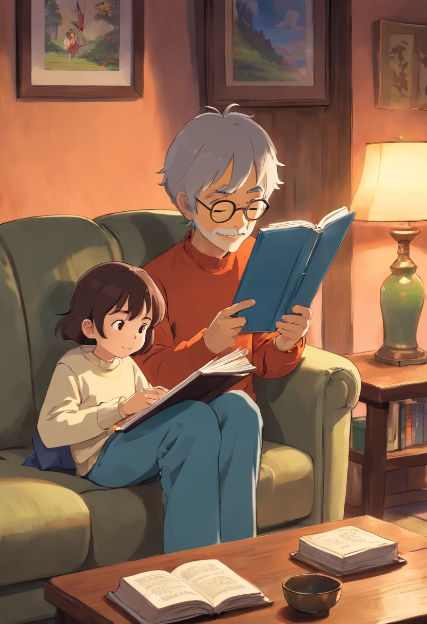 araffe man reading a book to a child on a couch, father with child, reading new book, reading a book, pexels, caring fatherly wide forehead, instagram post, picture book, with a kid, instagram photo, title, reading the book about love, story telling, photo pinterest, stock image, fatherly, telling stories, ilustration