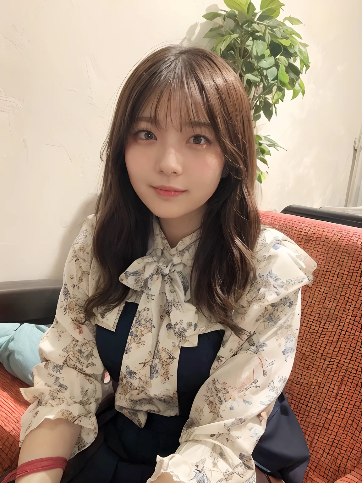 top-quality,ultra-detailliert,masterpiece,realisitic,Photo Real,Bright lighting,1 girl in, an extremely beautiful -yeld gi (kawaii:1.2),Thin smile, (Brown eyes),(brown haired),(bangss),perfect glossy skin,flawless skin,((erotick,Sexy and sexually explicit)),((accurate hands without incongruity)), large full breasts,big breasts thin waist, Look at viewers,((a sailor suit)),((Short sleeve uniform white shirt)),(red necktie),(Blue Mini Pleated Skirt),(((skirt lift by yourself))),(lifted by self),(Showing panties),panties on,panties focus,((Sit up,spread legswide)), sockes, (Black knee socks),(Loafer shoes), during daytime,On the train,Horizontal long seat with your back to the window