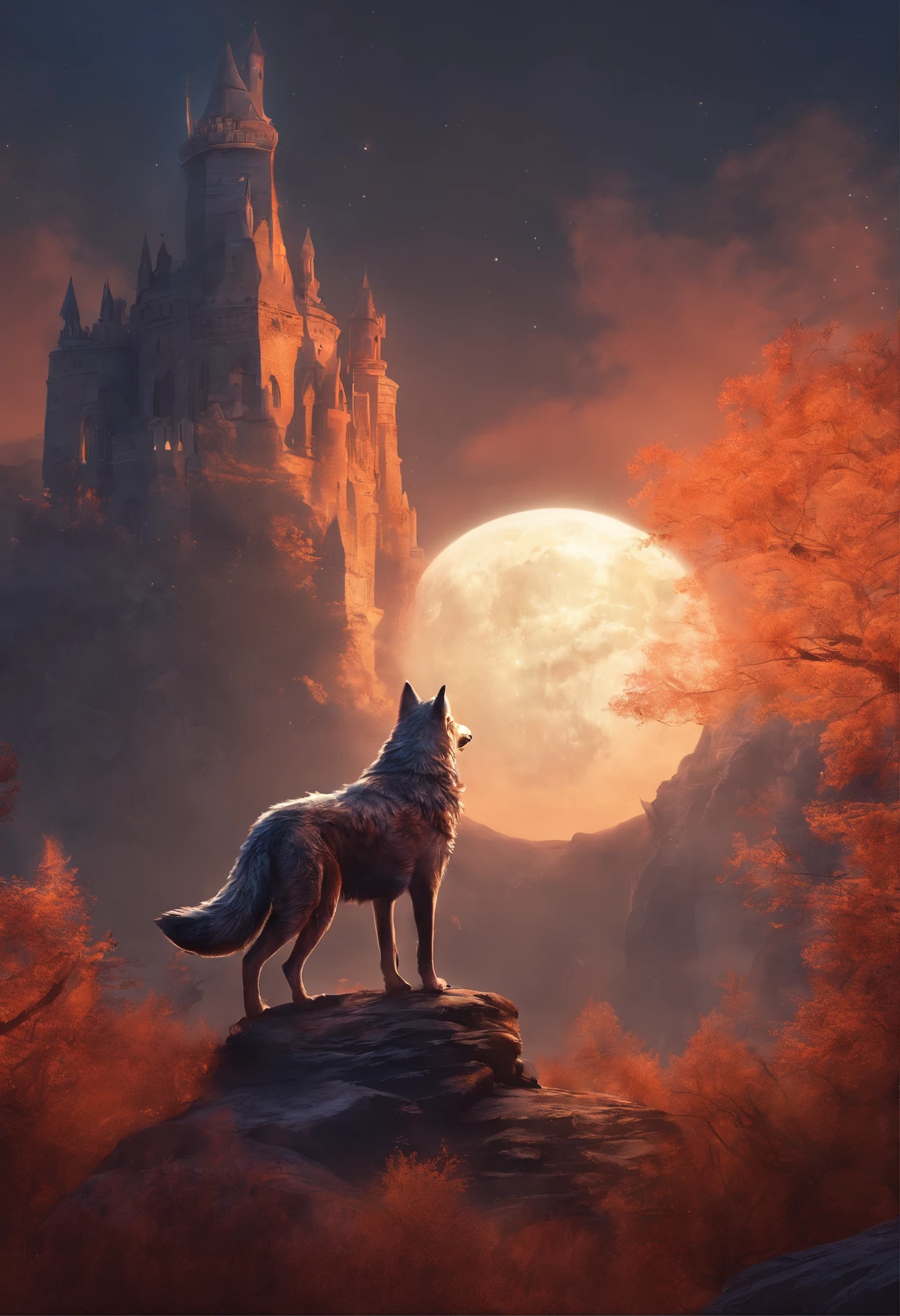 Create a captivating unique gaming logo design featuring an evil wolf in the foreground, bathed in the eerie glow of a full moon in the background. The wolf should exude a sense of malevolence, with sharp, menacing features. Surround the scene with a mystical aura, and incorporate
subtle elements of darkness and mystery.4k resolution.Using Cinema 4d.Fantasy art.Focused on character .