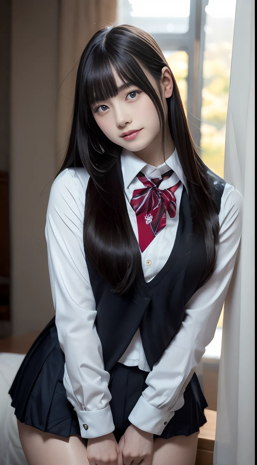 Erotic pose in high school uniform