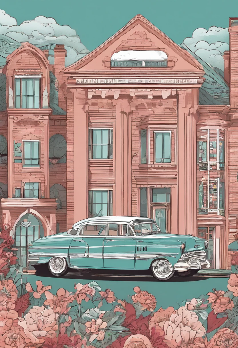 illustration just married car