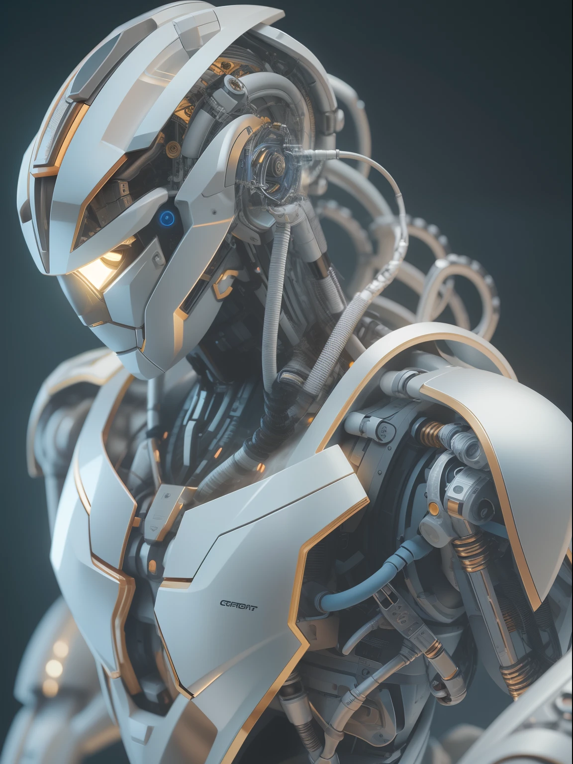 Intelligent bionic robot, male people, cyborg robot parts, Cable Electrical Wire, micro Chip, Bright Studio, hyper photorealism, Highly detailed, Intricate details, softlighting, rim-light, rendering by octane, unreal engine 5 render, Mechanical public enemy style, 8K, Best quality, Masterpiece, Low ISO, White balance，high key lighting，Creates a soft and ethereal feel, with a shallow depth of field