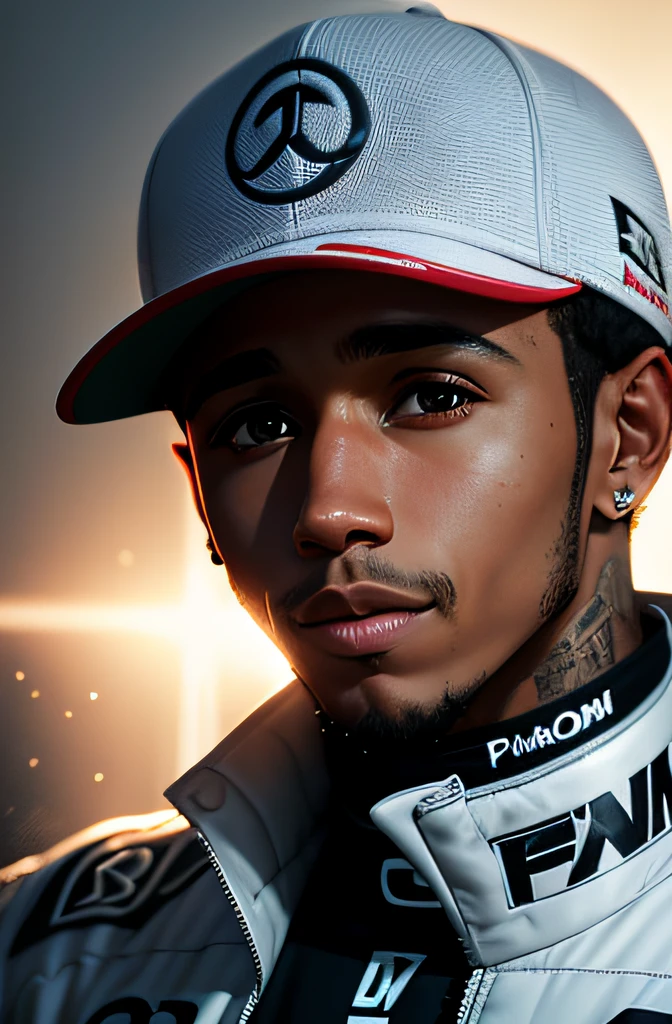 Lewis Hamilton, Formule 1, Look into the camera, specular lighting, Volumetric light of the face