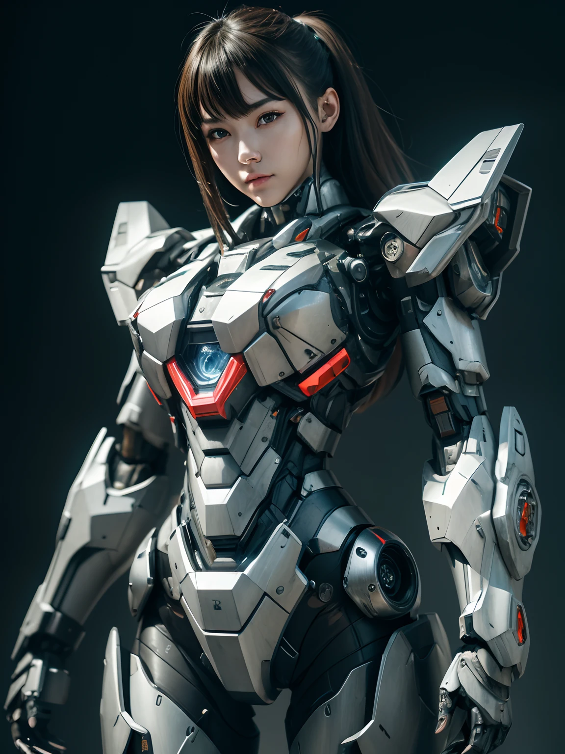 Textured skin, Super Detail, high details, High quality, Best Quality, hight resolution, 1080p, hard disk, Beautiful,(War Machine),beautiful cyborg woman,Mecha Cyborg Girl,Battle Mode,Girl with a Mecha Body,She wears a futuristic war machine weapon mech,Fulll body Shot