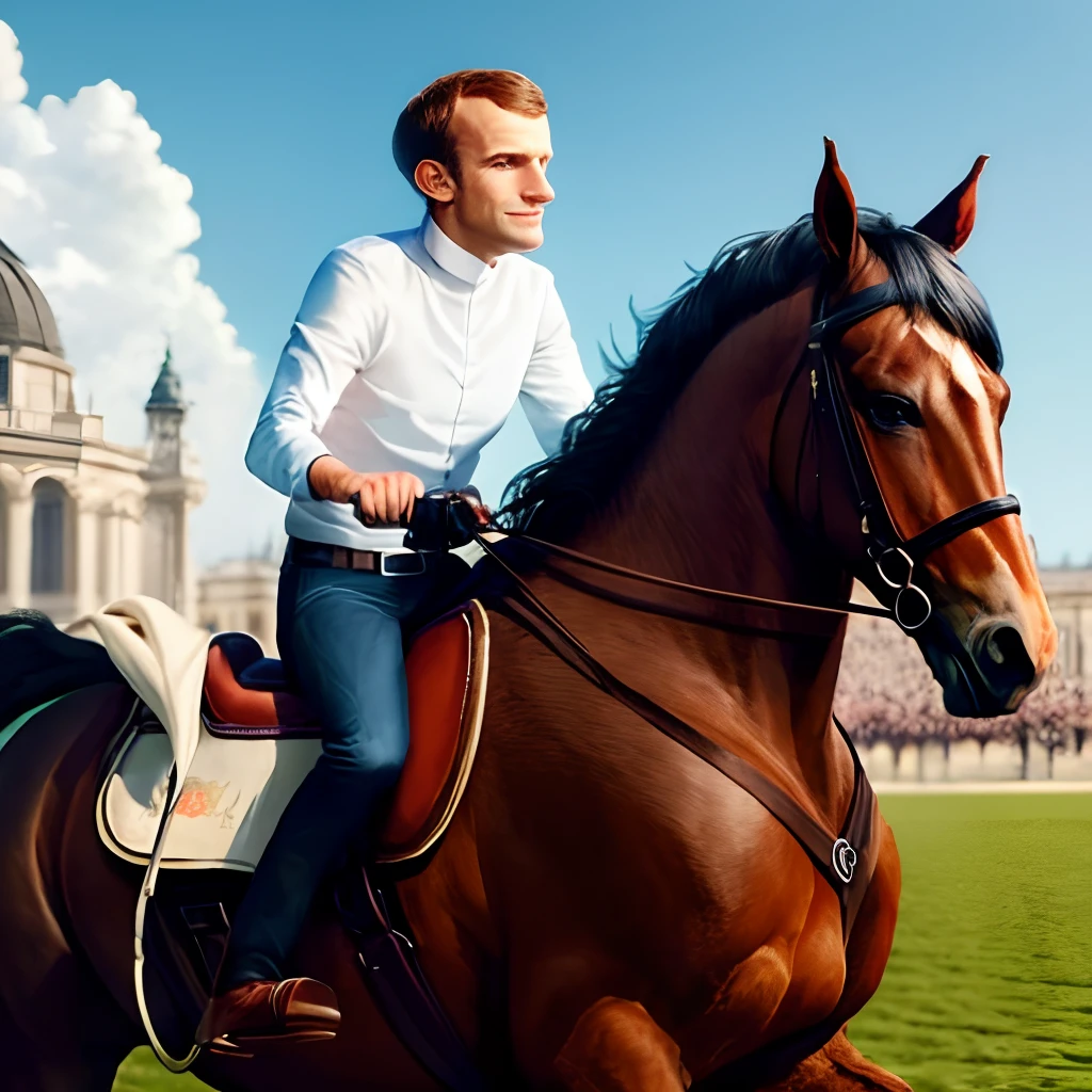 Macron sur un cheval