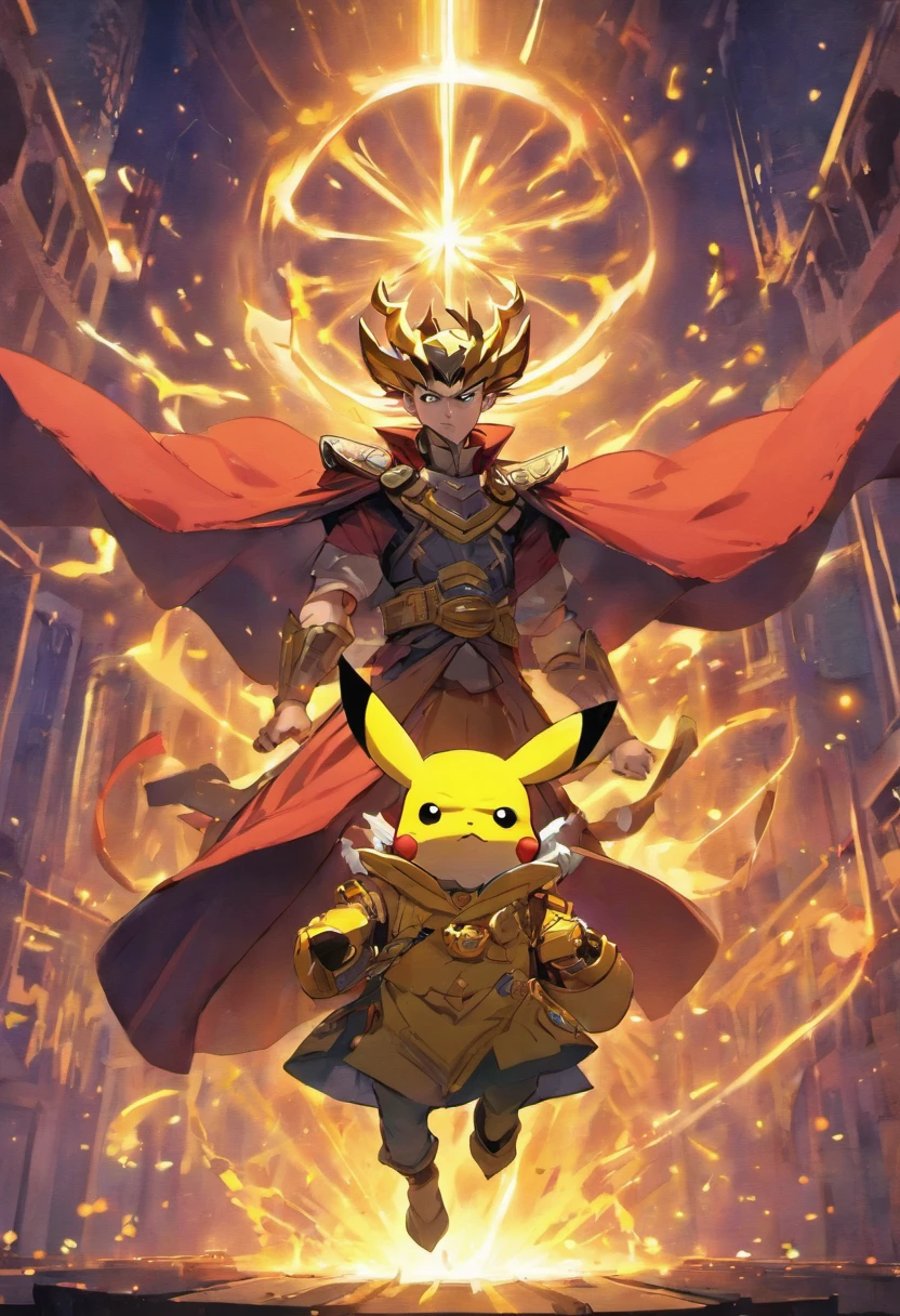 picachu usando a armadura do homem de ferro dr. strange