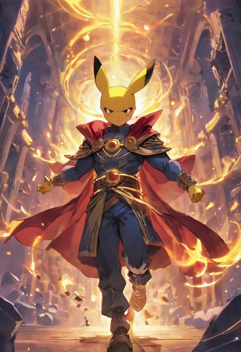 picachu usando a armadura do homem de ferro dr. strange