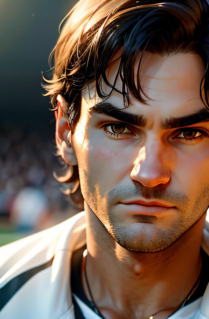 Roger Federer, Look into the camera, specular lighting, Volumetric light of the face, tennis, Rolland Garros, balle de tennis