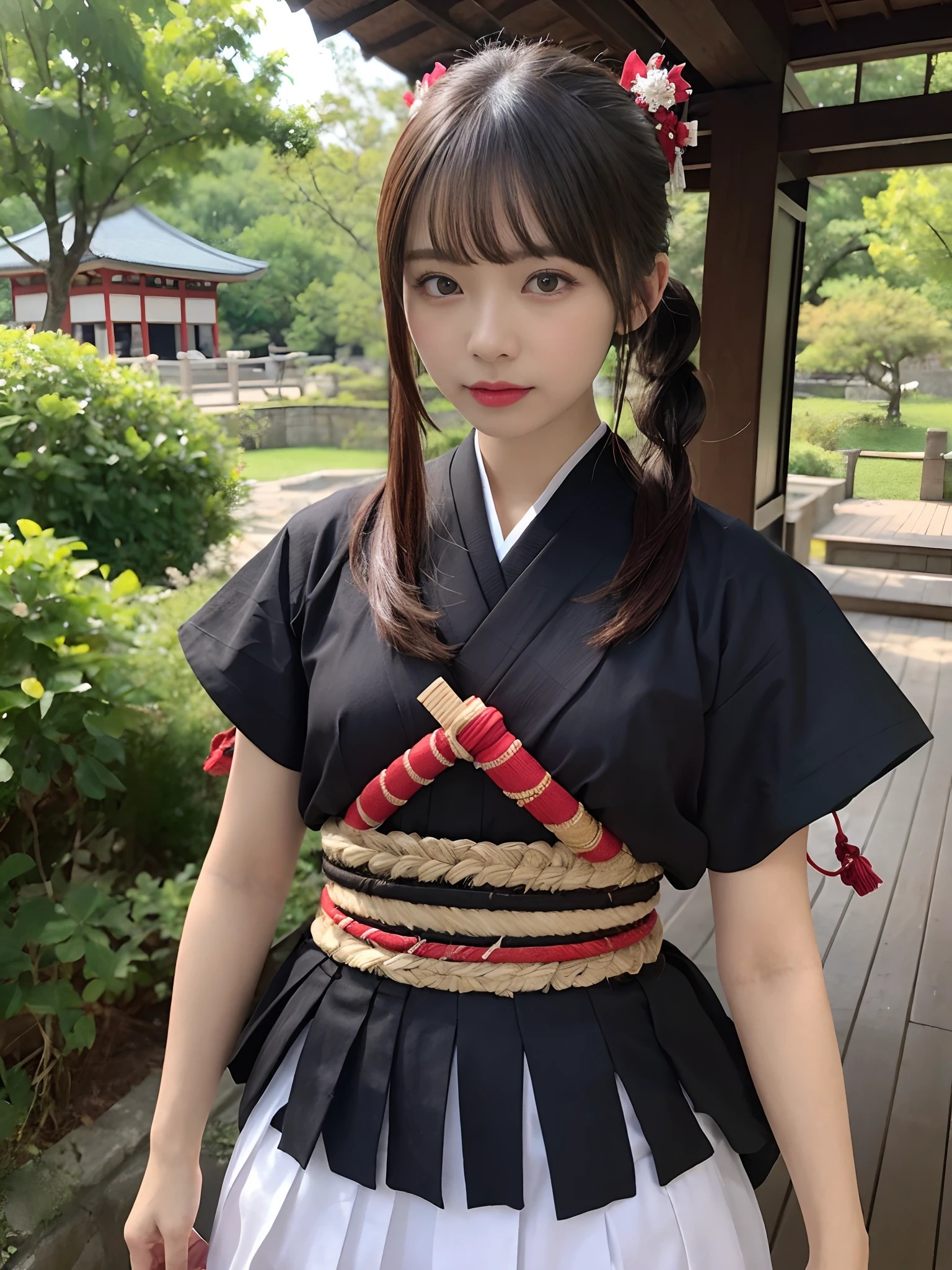 1Male Female Samurai((top-quality、8K、masterpiece:1.3))、full body Esbian、focus clear:1.2、Excellent style:1.4、masuter piece、(Realisticity: 1.2)、(Photorealsitic:1.3)、
realisitic、realisticlying、Raw foto、hyperdetailed face(Long ponytail)、hyper detailed background(loimu)、Ultra-detailed costumes(a miniskirt、Samurai-style clothing)、hyperdetailed body、super-detaild skin 、Knives 、Valley 、breastsout 、Transparent、(see -through)
