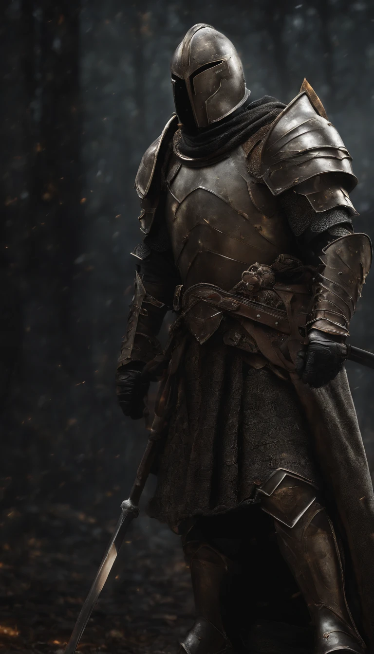 arafed knight in armor with a sword and shield in a dark room, concept art by Adam Marczyński, Artstation contest winner, fantasy art, knight in armor, fantasy knight, full portrait of magical knight, fantasy warrior in full armor, armored warrior, portrait of knight, armoured warrior, armored knight, evil knight, dark souls knight