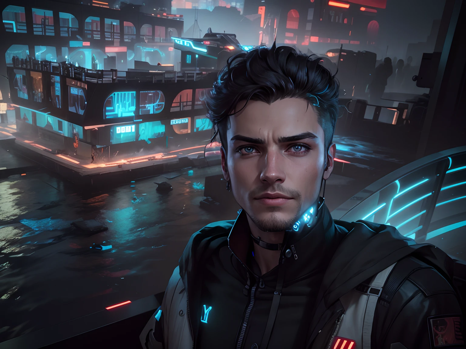 Cyberpunk, Realistic face,  Handsome Boy, 8 k ultra, boy