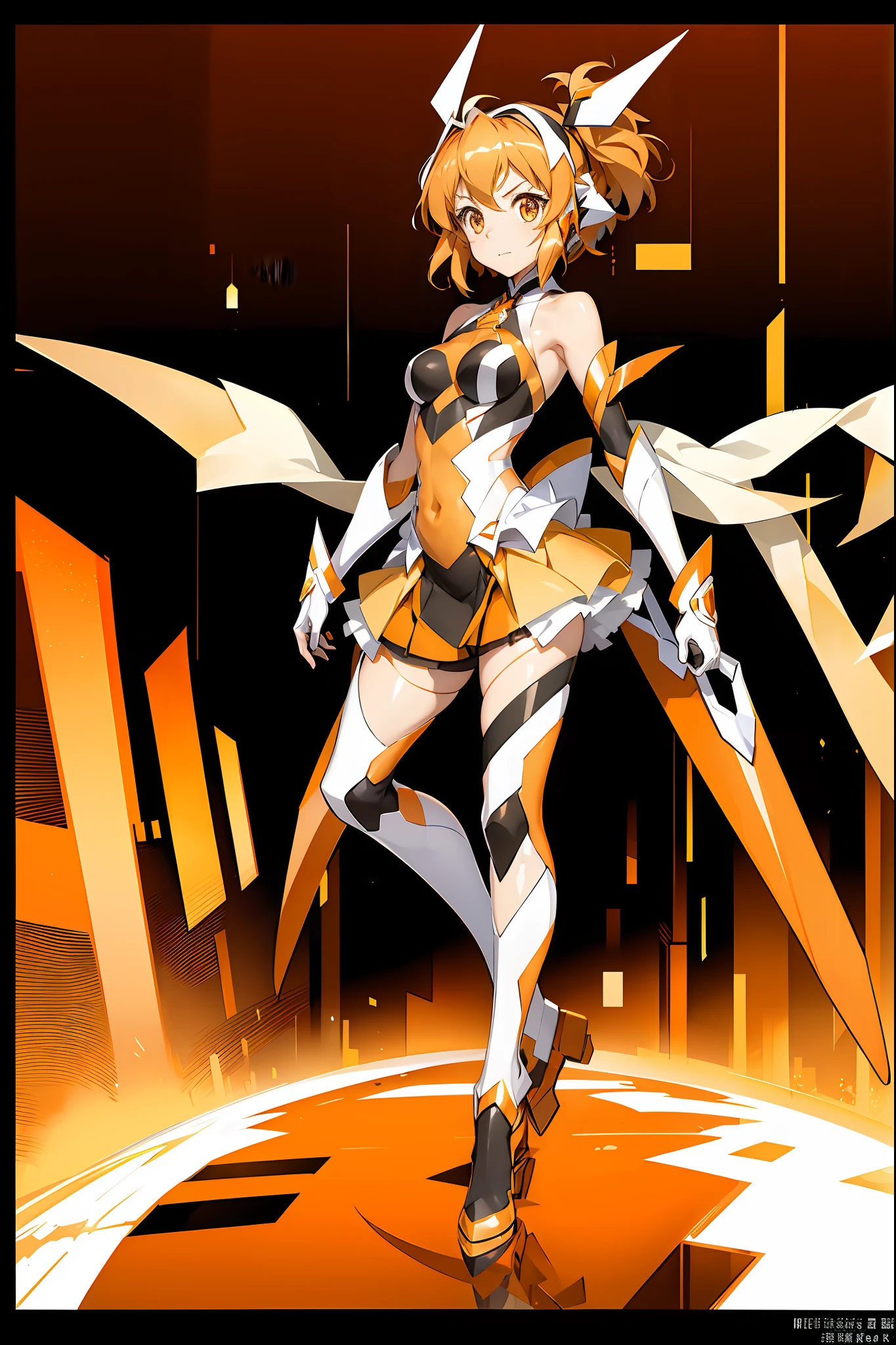 top-quality、fine portrayal、full body Esbian、Symphogear、sound、Orange sound、Orange hair、Orange Eyes、full body Esbian、white backgrounid