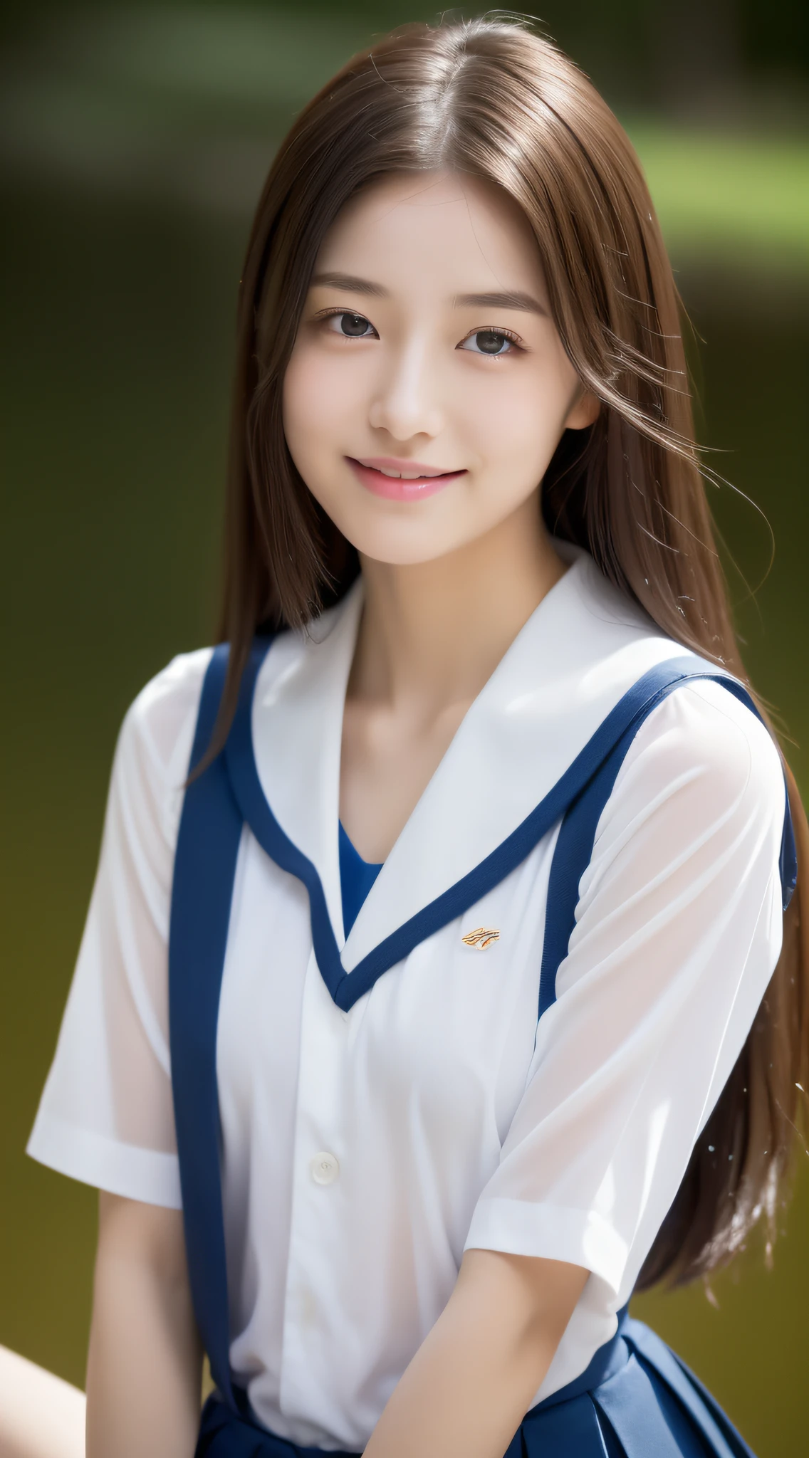 (((32k,high detal,high-detail、masterpiece,Attention to detail,full body Esbian,Lori,独奏))),Raw photo & realistic atmosphere,beautiful dark blue eyes,Detailed mouth,Glossy lips,Detailed eyebrows,Eyes drawn in detail with soft white skin that shines in every detail、Very beautiful eyes with azure eyes,Detailed lips、Very beautiful face,Very well-formed face、Lifelike face,shiny beautiful lips,Beautiful eyebrows,Infinite reality,Japan High School Uniform Best Design, Realistic Young Gravure Idol,Very cute high school girl, , japanese girl school uniform, Japanese high school girl , Young Sensual Gravure Idol, Young Gravure Idol, Beautiful and cute15 year old schoolgirl,the whole body is wet,dripped out,with a flushed face,Tremendously beautiful15-year-old girl,natural soft light、The body is dripping wet,Sheer clothing,Brown shiny hair,Hair is wet,Dripping water,dripping(Don't wear skirts,bare-legged,,Wet and see-through white short sleeve shirt,summer clothing,Beautiful kind eyes,Looking at the camera:1.3),(((youthfulness,Beautiful smooth legs,Exposed thighs,Gentle smile,small shapely breasts,Immature body,Sexy Uniforms,short-cut,The chest is open))),(Shots from the air,From directly above,photographed,Facing up,Lie on your back and float on the water,Look up,Spread your arms and legs,lying on your back with a large body,Sleep soundly on your back,Lori Lori,Body floating on the surface of the water,Beautiful breasts coming out of the water:1.5)