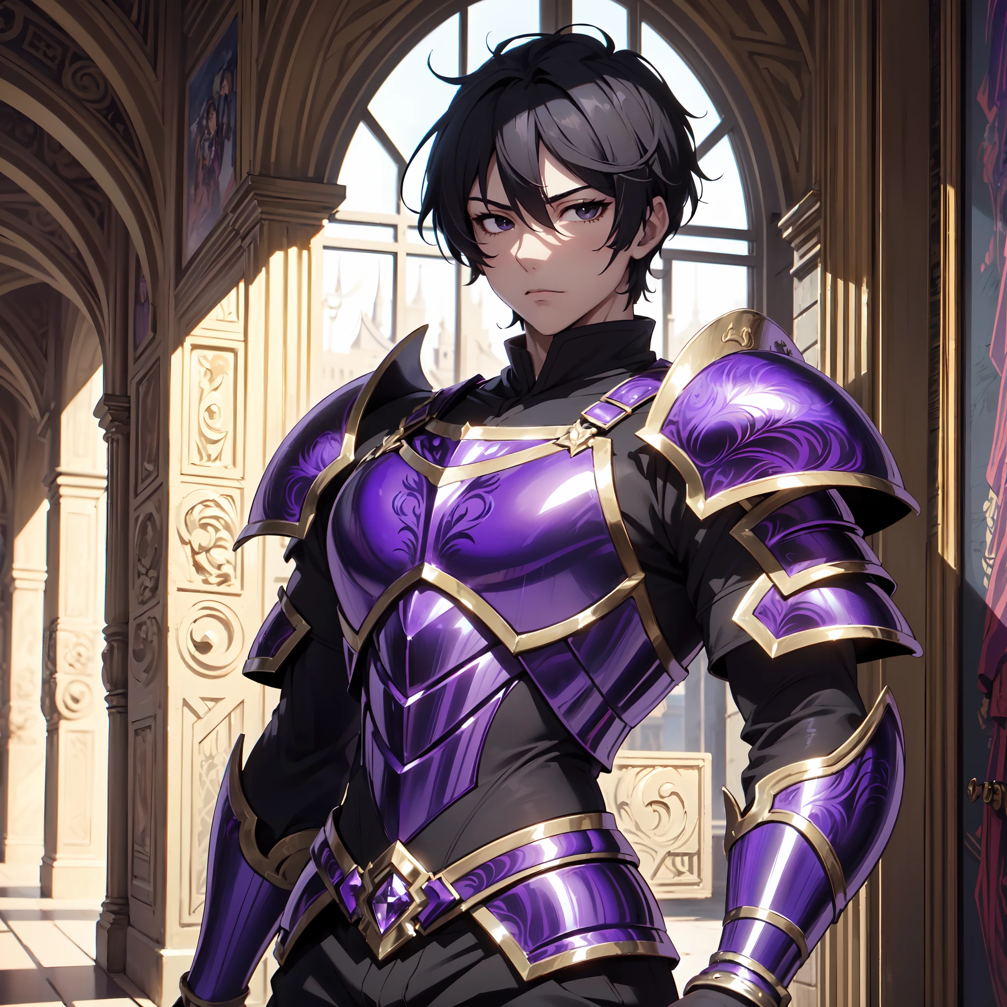 128K Ultra High Definition,
128K Ultra High Quality,
128K Ultra High Resolution,
Best Definition,
Best Quality,
Best Resolution,
Perfectly Detailed,
Perfectly Designed,
Extremely Detailed,
Extremely Designed,
Hyper Detailed,
Hyper Definition,
Hyper Quality,
Hyper Resolution,
Masterpiece,
(((Anime))),
Body Shot,
(((Boy))),
Handsome,
Muscular Body,
(((Black Short Hair))),
(((Black Eyes))),
(((Hyper Detailed & Perfectly Designed Purple Amethyst Armor Plates))),
(((Hyper Detailed & Perfectly Designed Engraving Baron Armor))),
(((Inside Of Medieval Royal Palace Background Scenery))),