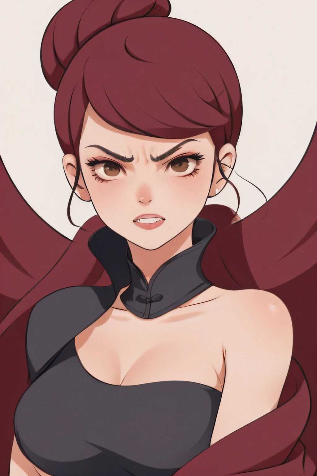 1 Girl, angry, clenched her teeth