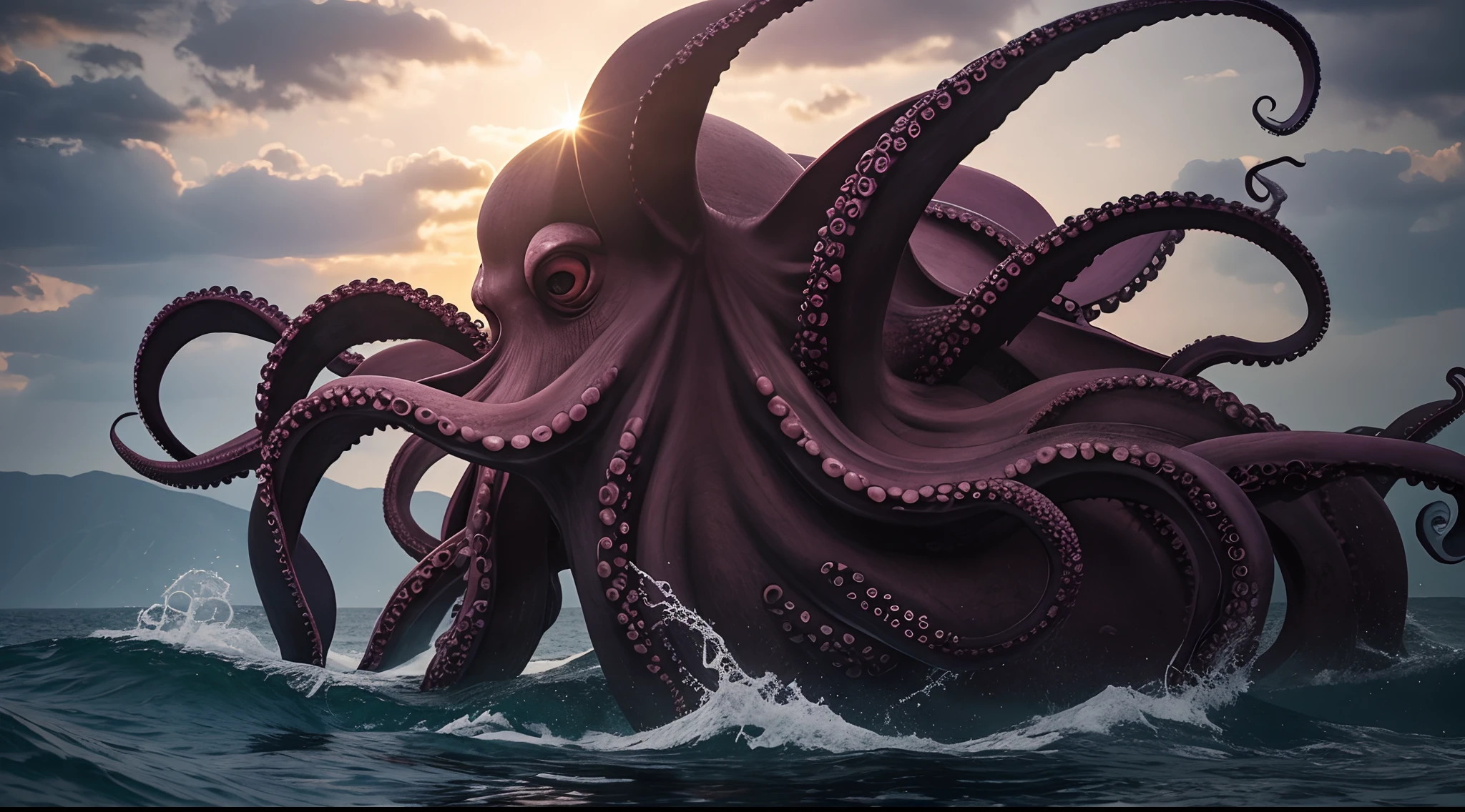 evil octopus, realistic