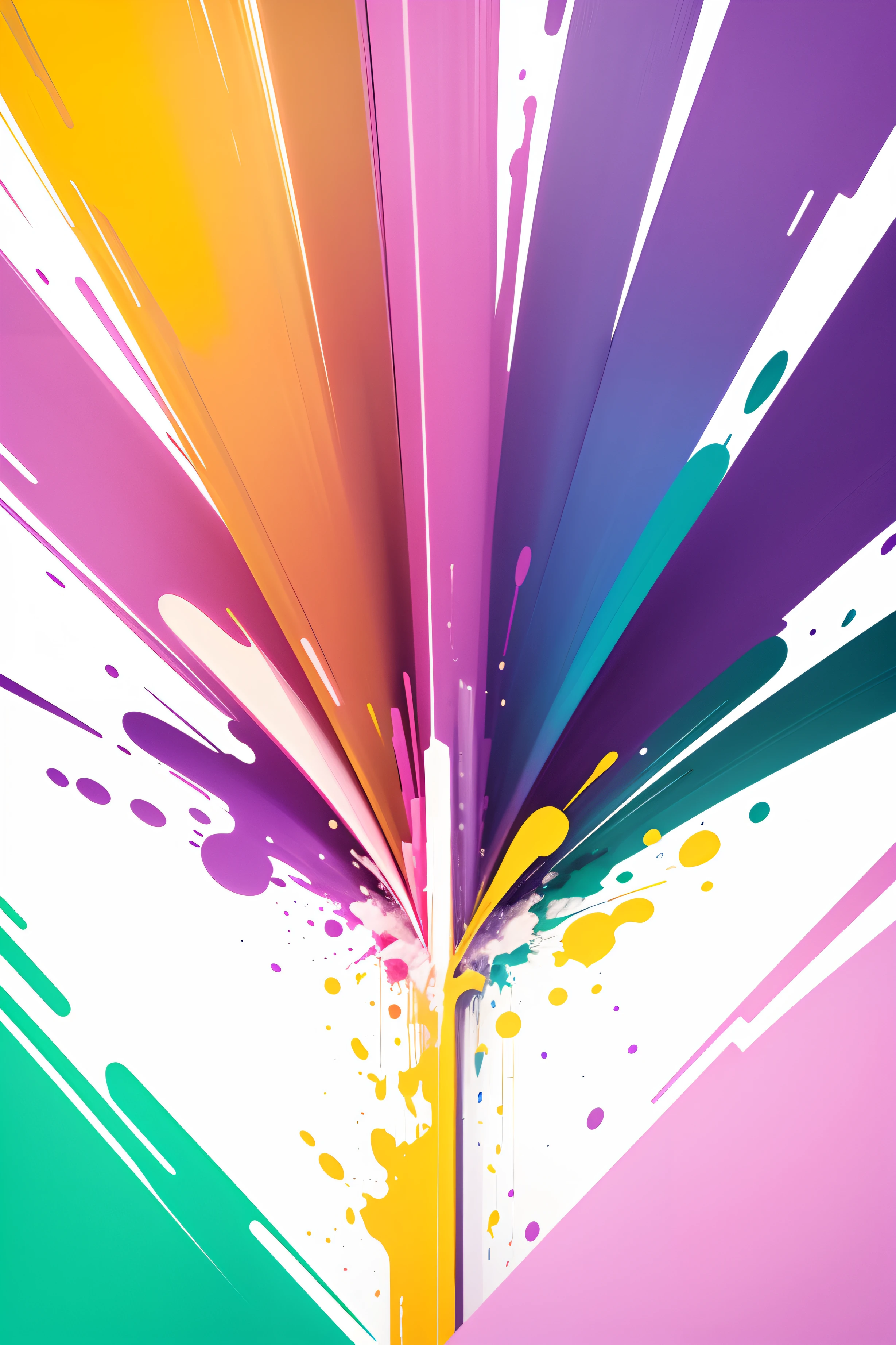 (best quality,highres),colorful minimalist art,white background,abstract,pink, purple, green and yellow color accents,vibrant colors,playful composition