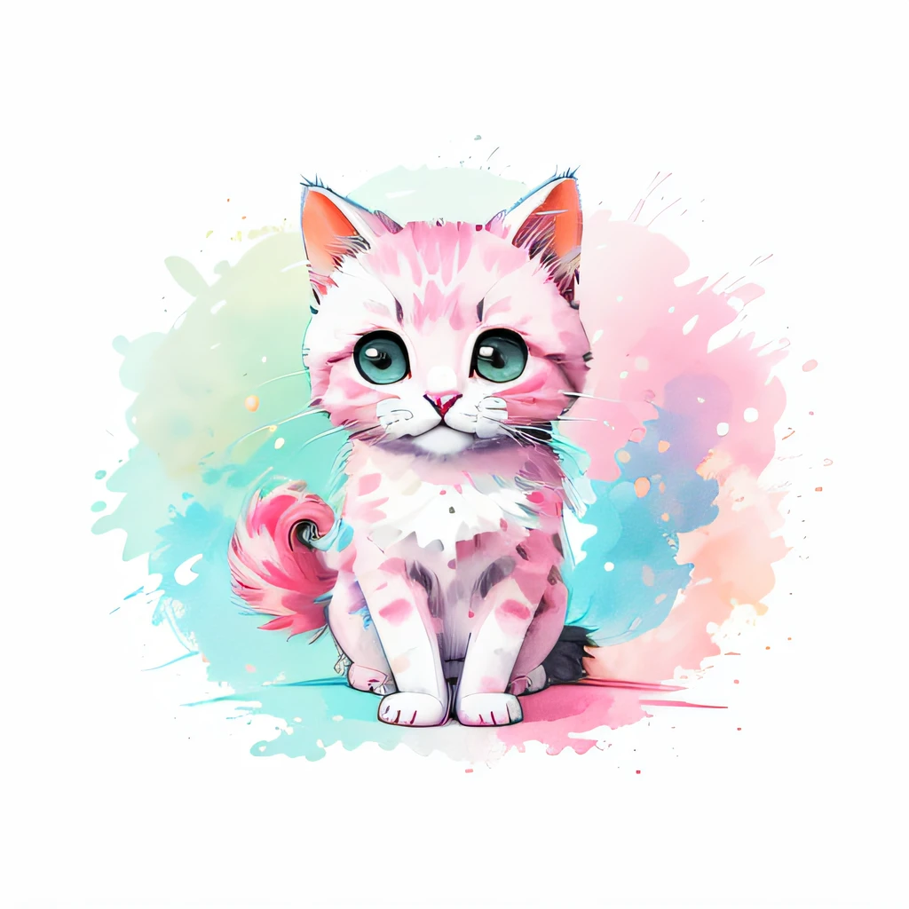 circular design, logo art, (bubblegum cat), fantasy, colorful, vintage, charming: white background, lowbrow art, digital illustration, radiant; gouache, 16k, minimalistic, doodle, CGSociety, solarpunk, crispy quality, sharp, bright, volumetric lighting, intricate, ample negative white space, as a logo, as a t-shirt logo in the style of art, vladstudio
