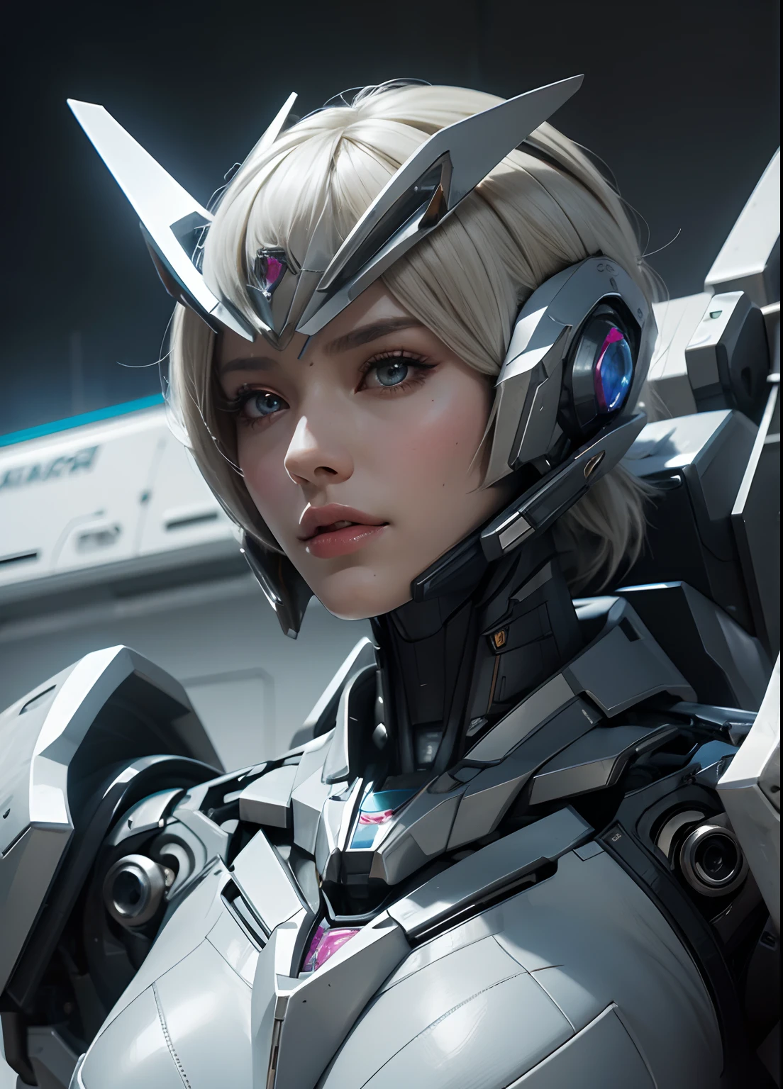 Textured skin, Super Detail, high details, High quality, Best Quality, hight resolution, 1080p, hard disk, Beautiful,(Arcee),beautiful cyborg woman,Mecha Cyborg Girl,Battle Mode,Girl with a Mecha Body,She wears a futuristic Transformers mech