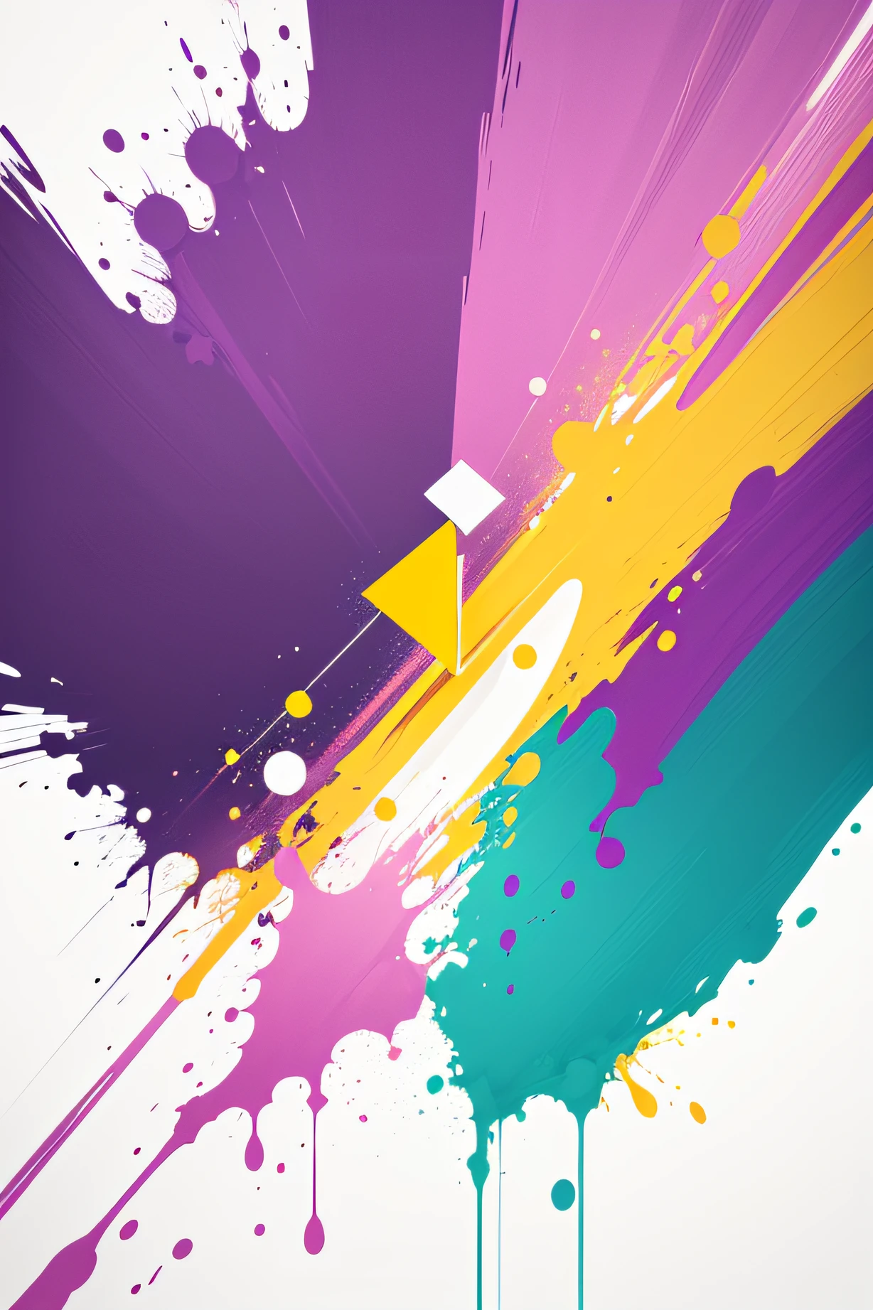 (best quality,highres),colorful minimalist art,white background,abstract,pink, purple, green and yellow color accents,vibrant colors,playful composition
