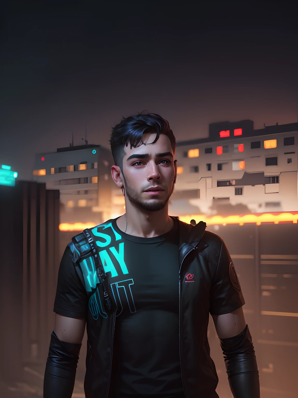 Change background cyberpunk handsome boy, realistic face, 8k, ultra realistic,
