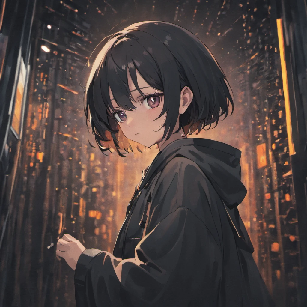 Glasses,Hooded,Short Black Hair,Black Eyes,Computer User,Dark Room,Cyber Security,Hacker