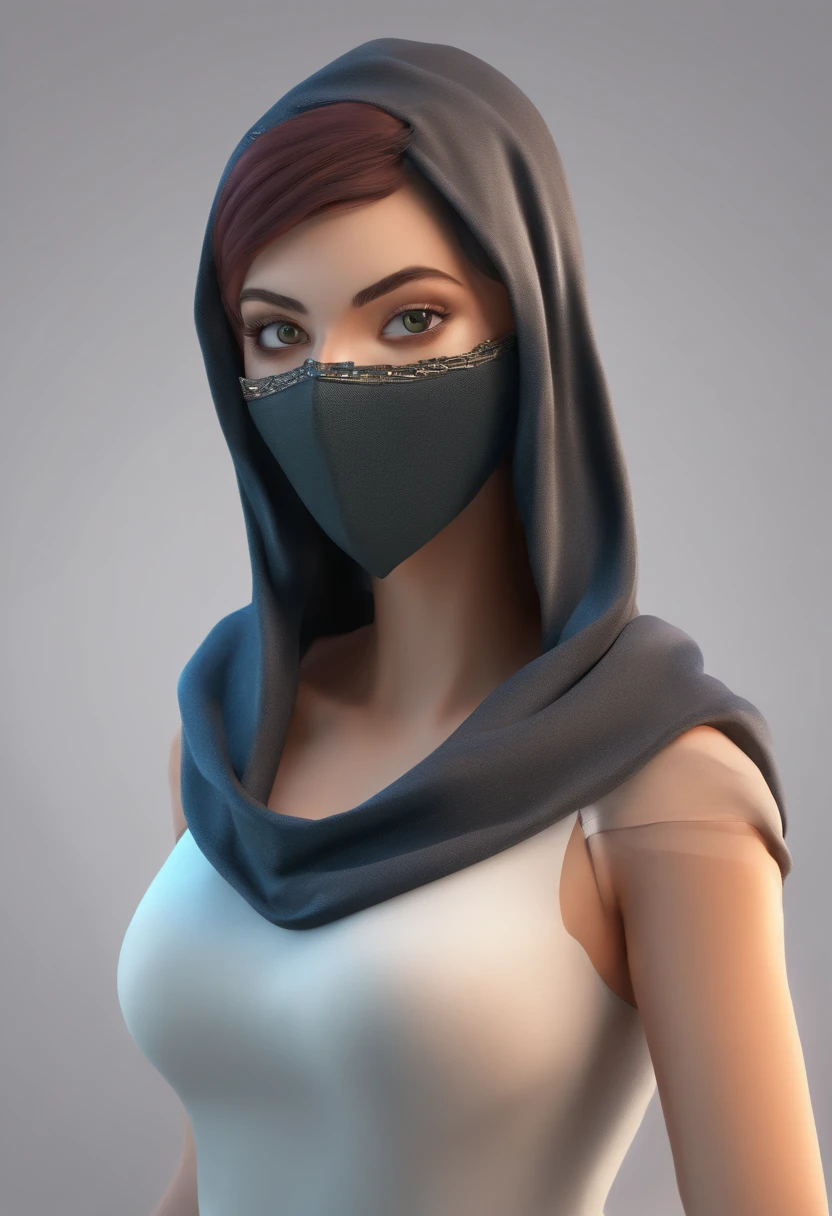 Girl with a despicable veil mask, She's pregnant.