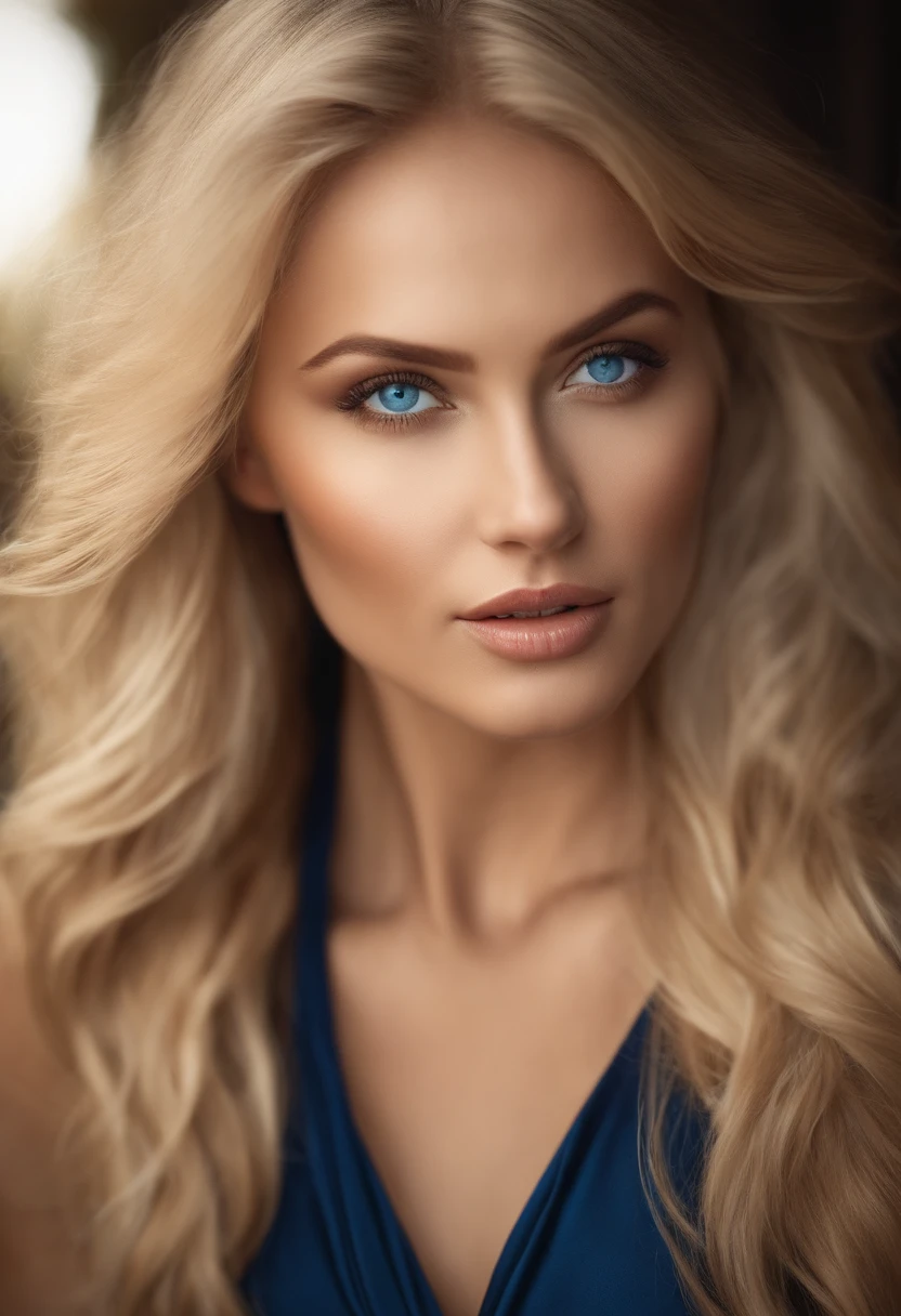 blonde with blue eyes，Golden ratio figure，Sexy and feminine woman