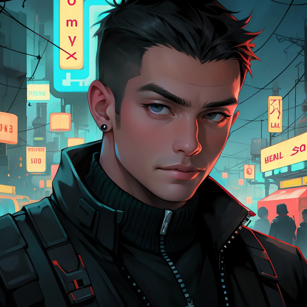 Change backiground cyberpunk handsome boy.realistic face.