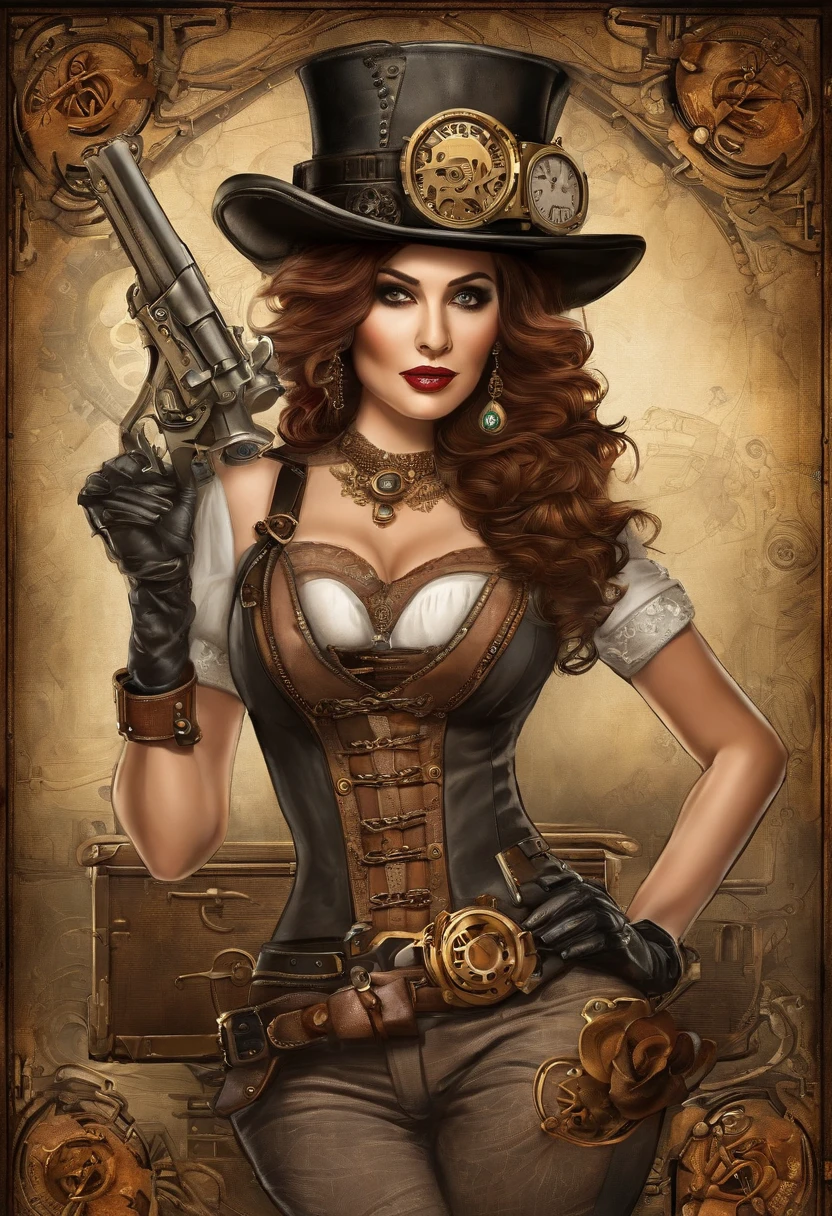 Hay una mujer con un sombrero de Steam Punk y sosteniendo una pistola.., Chica steampunk, usando disfraces de steampunk, Chica inventora steampunk, (steampunk), ( steampunk ), Estilo steampunk, Vapor-punk, Steampunk fiction, steampunk aesthetic, Una hermosa diosa steampunk, steampunk hermosa mujer anime, steampunk, steampunk fantasy, steampunk fantasy style, Arte steampunk, Arte digital steampunk, Ropa steampunk