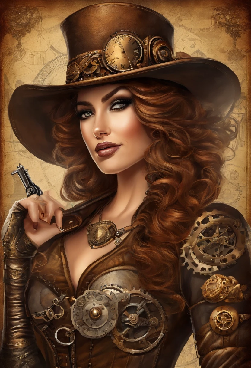 Hay una mujer con un sombrero de Steam Punk y sosteniendo una pistola.., Chica steampunk, usando disfraces de steampunk, Chica inventora steampunk, (steampunk), ( steampunk ), Estilo steampunk, Vapor-punk, Steampunk fiction, steampunk aesthetic, Una hermosa diosa steampunk, steampunk hermosa mujer anime, steampunk, steampunk fantasy, steampunk fantasy style, Arte steampunk, Arte digital steampunk, Ropa steampunk
