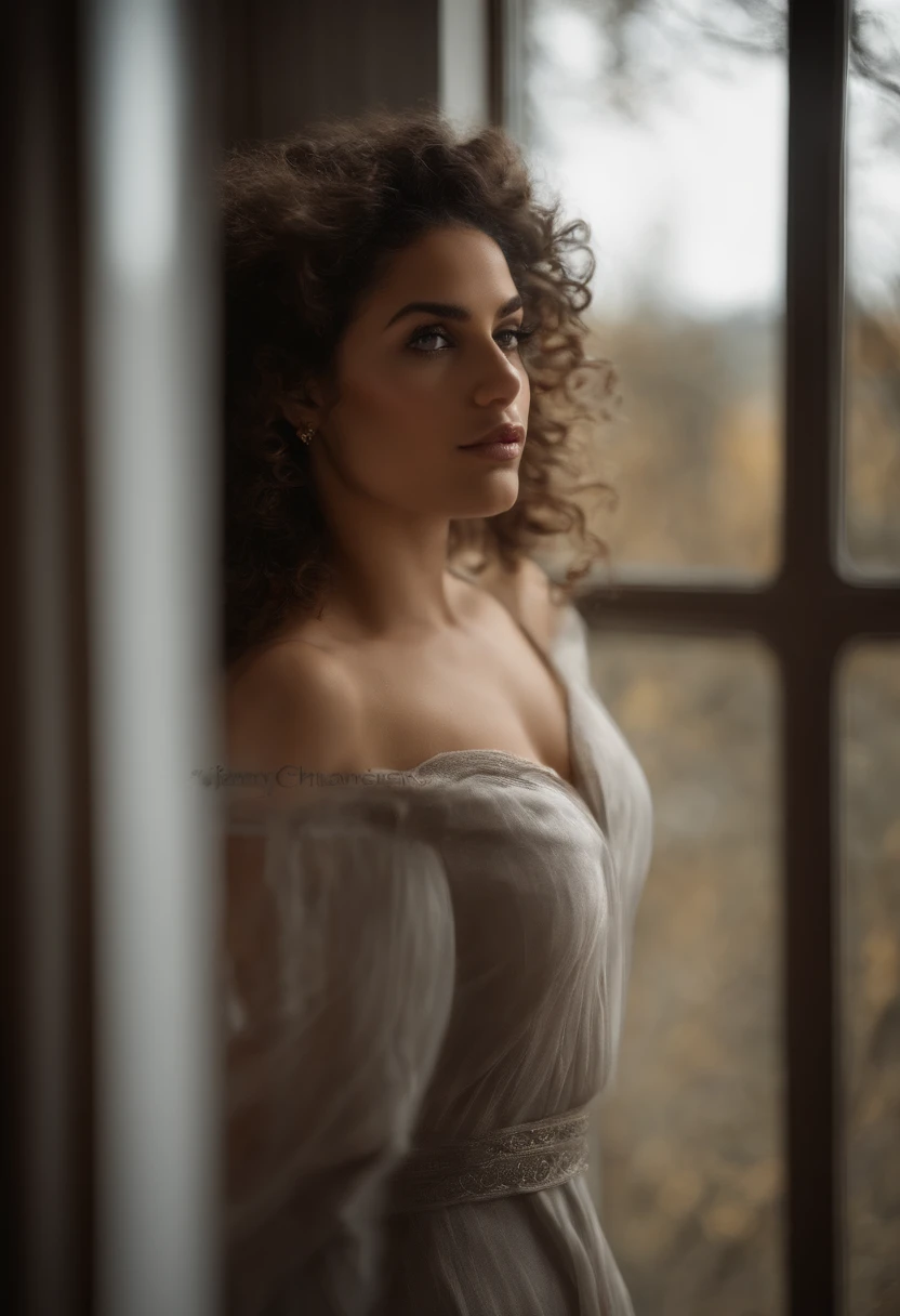 (mise au point nette:1.2), photo, attractive young woman, (beau visage:1.1), detailled eyes, types marocaine, pouty lips, (Maquillage des yeux de chat:0.85), (grands yeux:1.0), (corps tonique:1.2), (curly hair:1.2), (gros butin:1.4), Porter (:1.2) sur un (chambre:1.2). (moody lighting:1.2), profondeur de champ, Bokeh, 4K, Hdr. par (Jacques C. Christensen:1.2|Jeremy Lipking:1.1). Hyperéalstic