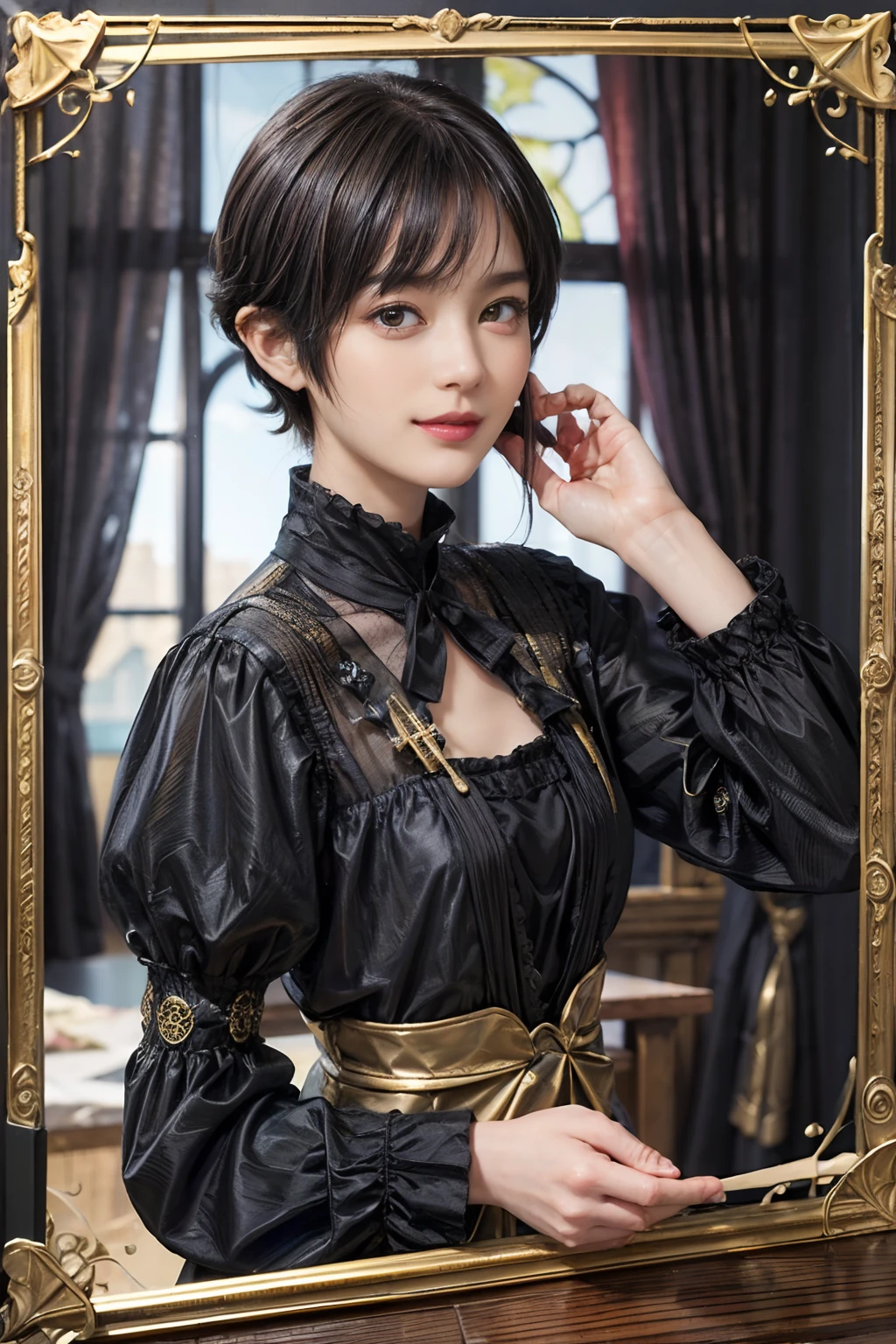05
(trickart), (trompe l'oeil), Wonder Painting, Mauritz & Ye, Shah, (Maurits Escher), (Black Shorthair:1.3), (a 20 yo woman), (A hyper-realistic), (Masterpiece), (8KUHD), Beautiful woman, a smile