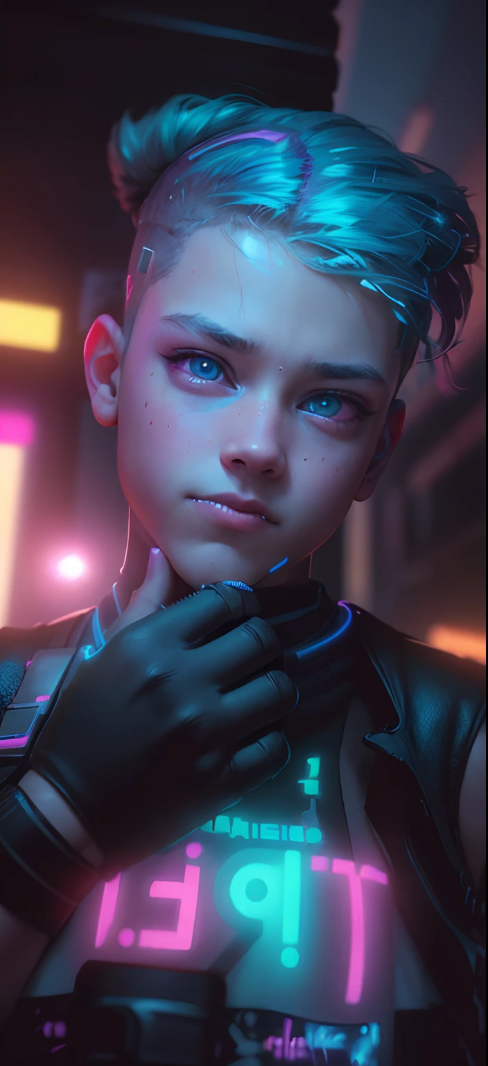 cyberpunk, toddler, neon, boy,8k, high quality HDR face realistic face change my profile