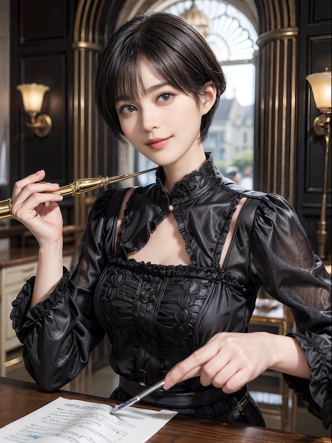 05
(trickart), (trompe l'oeil), Wonder Painting, Maurits & eats, shah, (Maurice Escher), (Black Shorthair:1.3), (a 20 yo woman), (A hyper-realistic), (masutepiece), (8KUHD), Beautiful woman, A smile