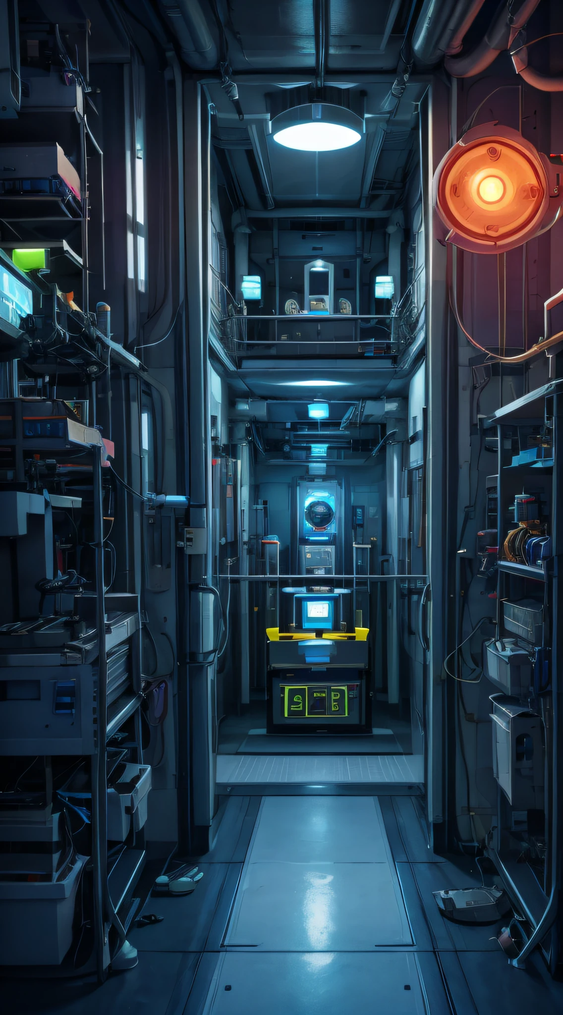 (bright, vibrant, colorful) secret laboratory in a government facility, futuristic, high-tech equipment, scientists in lab coats conducting experiments, glowing computer screens, rows of test tubes and beakers, advanced machinery and robotics, mysterious atmosphere, cutting-edge technology, surveillance cameras, hidden doors and passageways, dimly lit corridors, state-of-the-art security systems, scientific research and development, classified information, innovative inventions, strict protocols and regulations, intense focus and concentration, scientific breakthroughs, top-secret experiments, underground facility, advanced AI systems, high-security clearance, advanced genetic engineering, biohazard containment, sophisticated lab equipment, strictly controlled access, sterile and controlled environment, futuristic architecture, strict confidentiality, advanced security measures, encryption and decryption, secret codes, complex algorithms, advanced data analysis, artificial intelligence algorithms, top-secret projects, highly trained personnel, secrecy and confidentiality, classified documents, advanced surveillance technology, underground tunnels, hidden laboratories, experimental prototypes