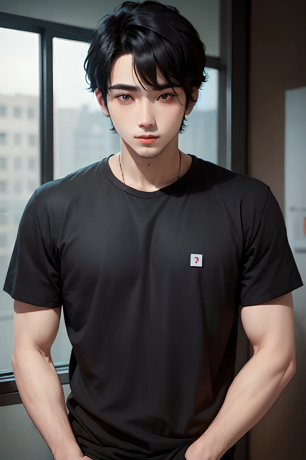 Introvert guy with black hair innocent face 27 years old with two mark in his right face