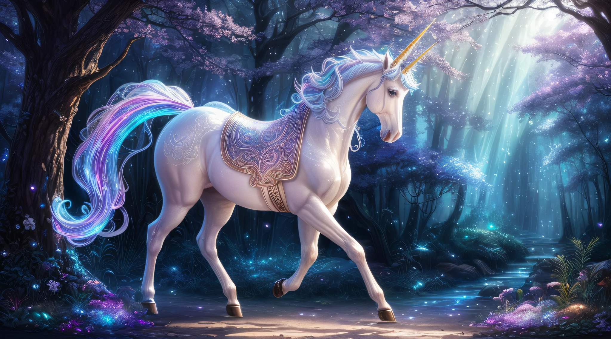 (best quality,highres,masterpiece:1.2),detailed unicorn horn,sparkling magical glow,shimmering ethereal light,iridescent colors,beautiful mythical creature,enchanted forest background,fantasy art style,dreamlike atmosphere,vibrant and vivid palette,soft and diffused lighting,delicate and intricate horn details,whimsical and mystical elements,glowing and radiant essence,eye-catching and mesmerizing visual effects,natural and organic textures,graceful and elegant horn shape,ethereal and otherworldly presence,translucent and luminescent glow.