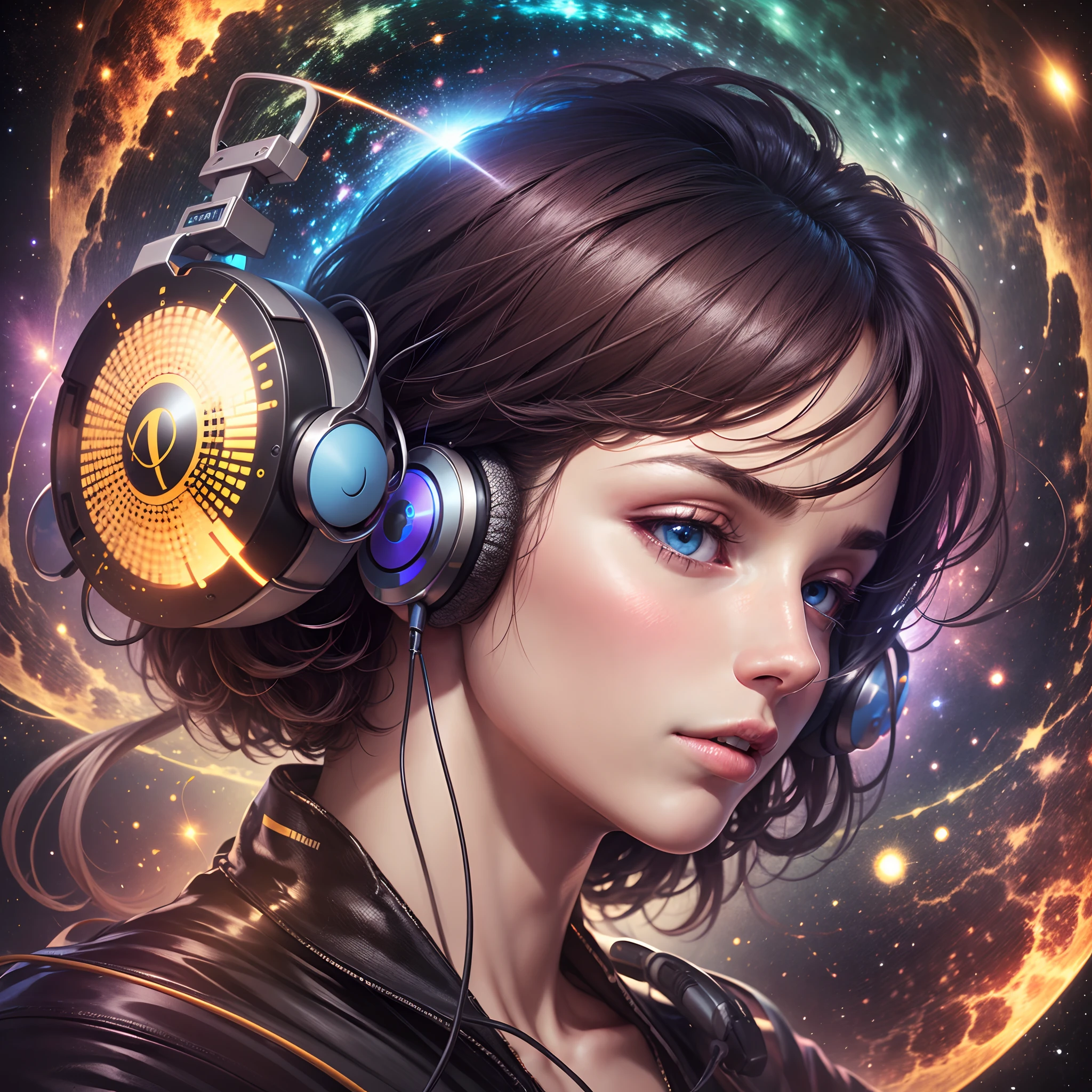 man in Headphones in a cosmic background --auto --s2