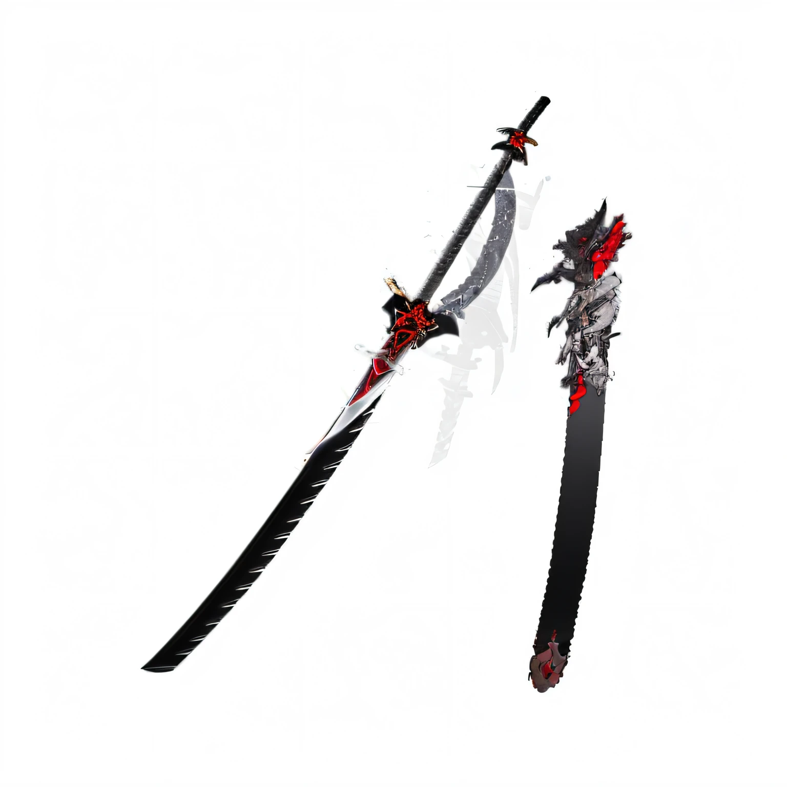 katana, red colored blade, large sword, raytraced blade, war blade weapon, engraved blade, red iron sword, long sword, style of ghost blade, huge oversized sword, armored sword blade, sword design, arabian sword, beautiful sword, glaive, fantasy sword, fantasy blade, sword, odachi