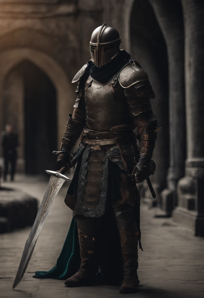 tech warrior armor , black hair,with two swords